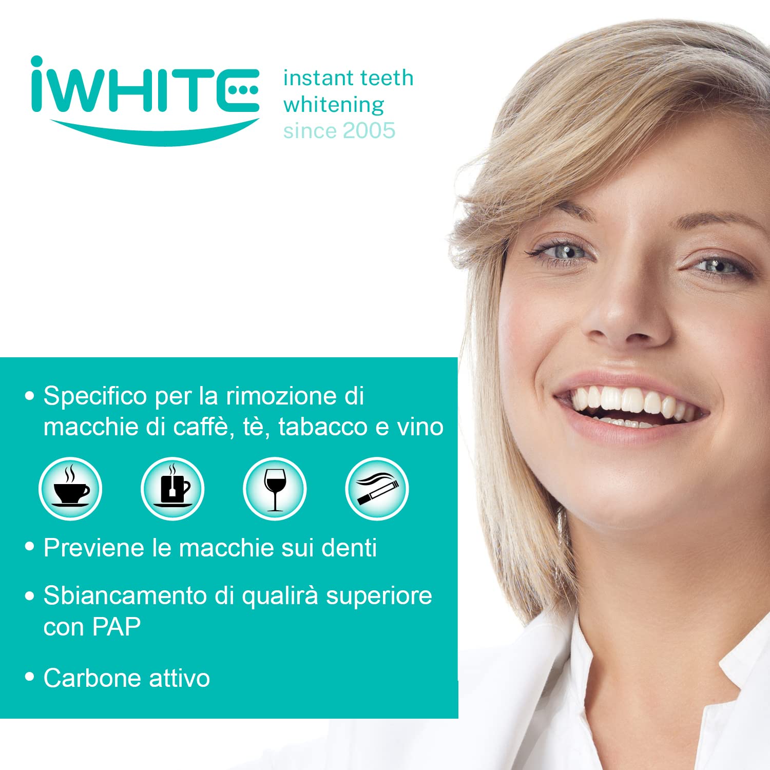 iWhite Dark Stains Kit Sbiancante Dentale - 10 Mascherine - Sbiancamento Professionale che Elimina le Macchie Scure Istantaneamente e Rinfresca l’Alito - Sbiancante con Carbone Attivo