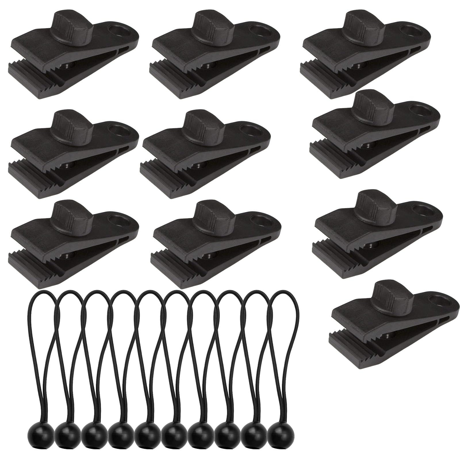 InYoHui 10 Sets Heavy Duty Tarp Clips Bungee Cord Awning Clamps Outdoor