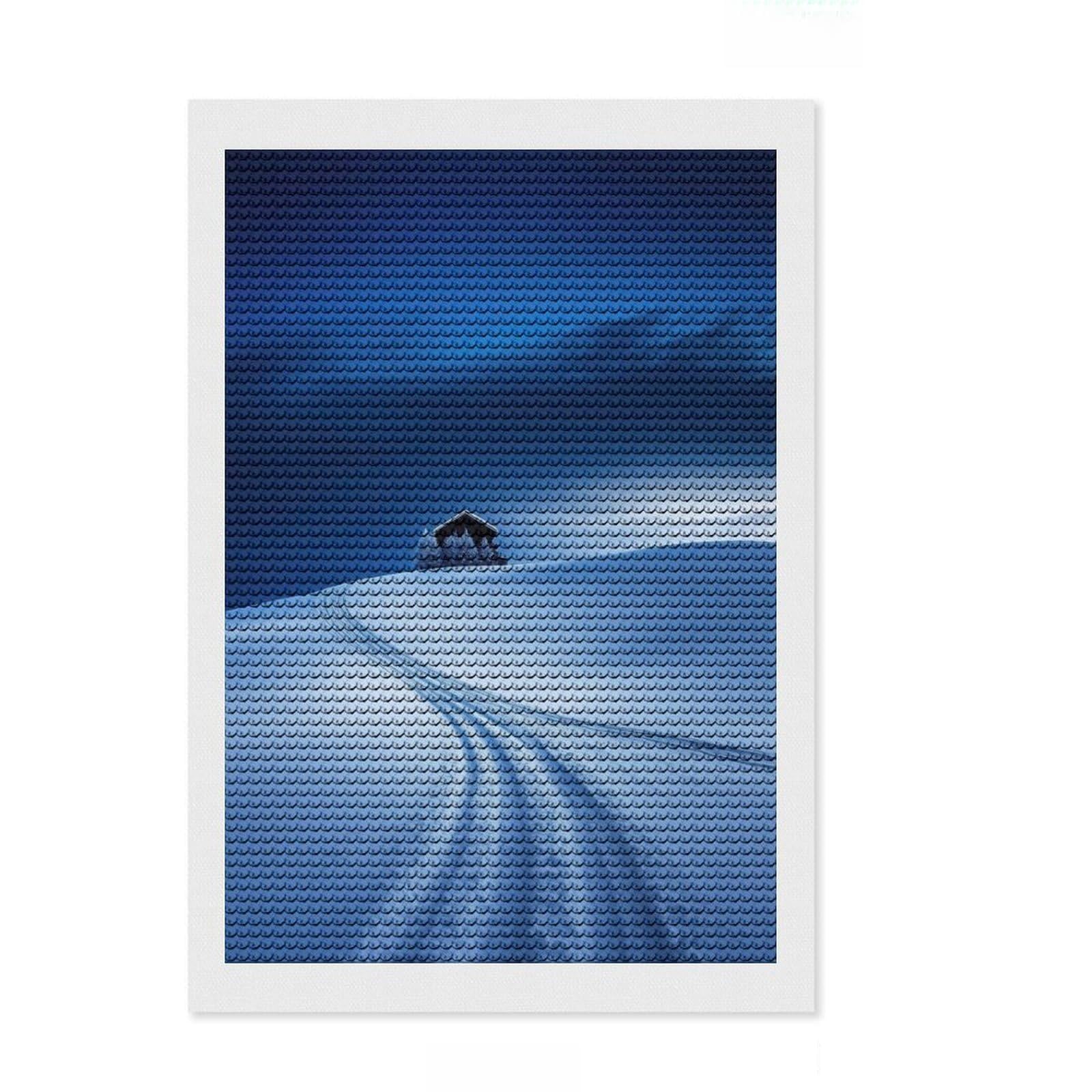Junmoney Snowy Cabin Landscape Diamond Painting Canvas Set 8"x12", for Women, Neat Printed Canvas, Festive Craft Gift, Vintage Style Decor