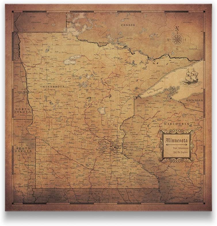 Conquest Maps Push Pin West Virginia Map Board - With Push Pins to Mark West Virginia Travel - Handmade in Ohio, USA - Design: Golden Aged