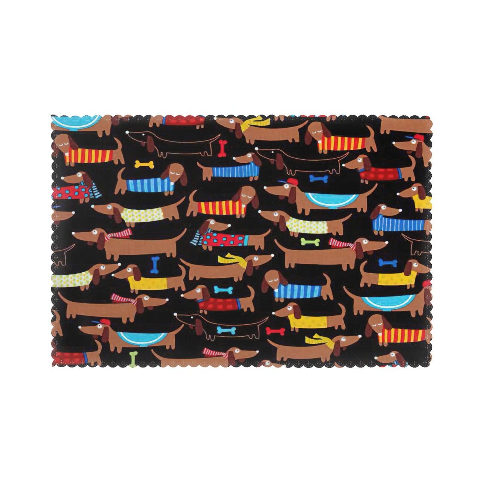 I Love My Dog Dachshunds Print Placemats for Dining Table Set of 6 12x18 Inch Table Mats for Party Kitchen Dining.