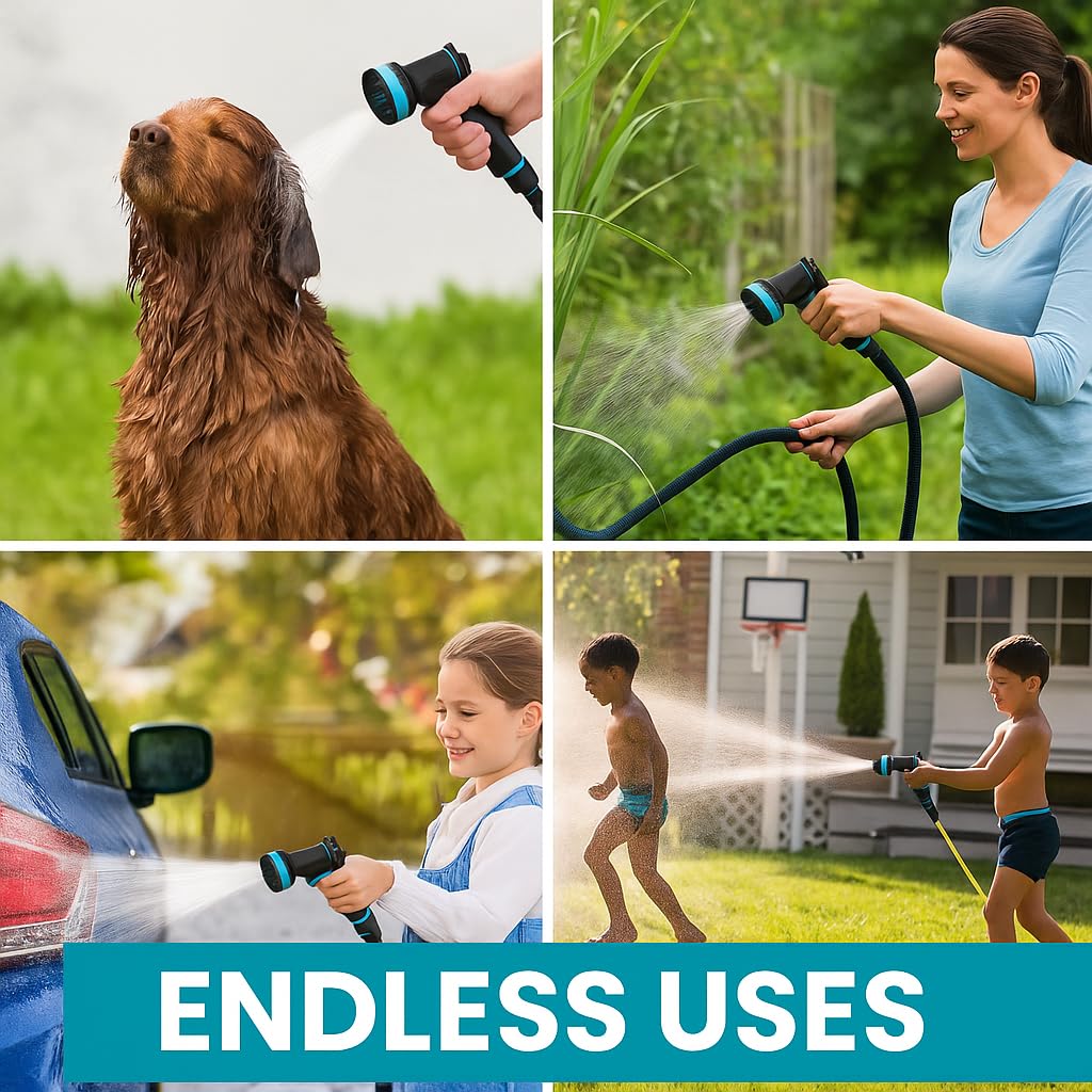 Kit de douche d'extérieur pour chien (14 pièces) – Tuyau d'arrosage extensible 2 en 1 pour robinet de cuisine chaud et froid, tuyau d'arrosage et pulvérisateur extensible pour chien boueux