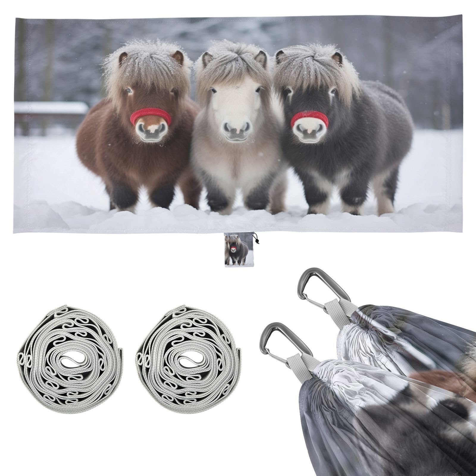 SDMKA Small Horses Camping Hammock, 330 lbs with 2 Tree Straps, Carry Bag, Single Portable Hammock for Outdoor/Indoor, Hiking, Beach, Backpacking, Travel