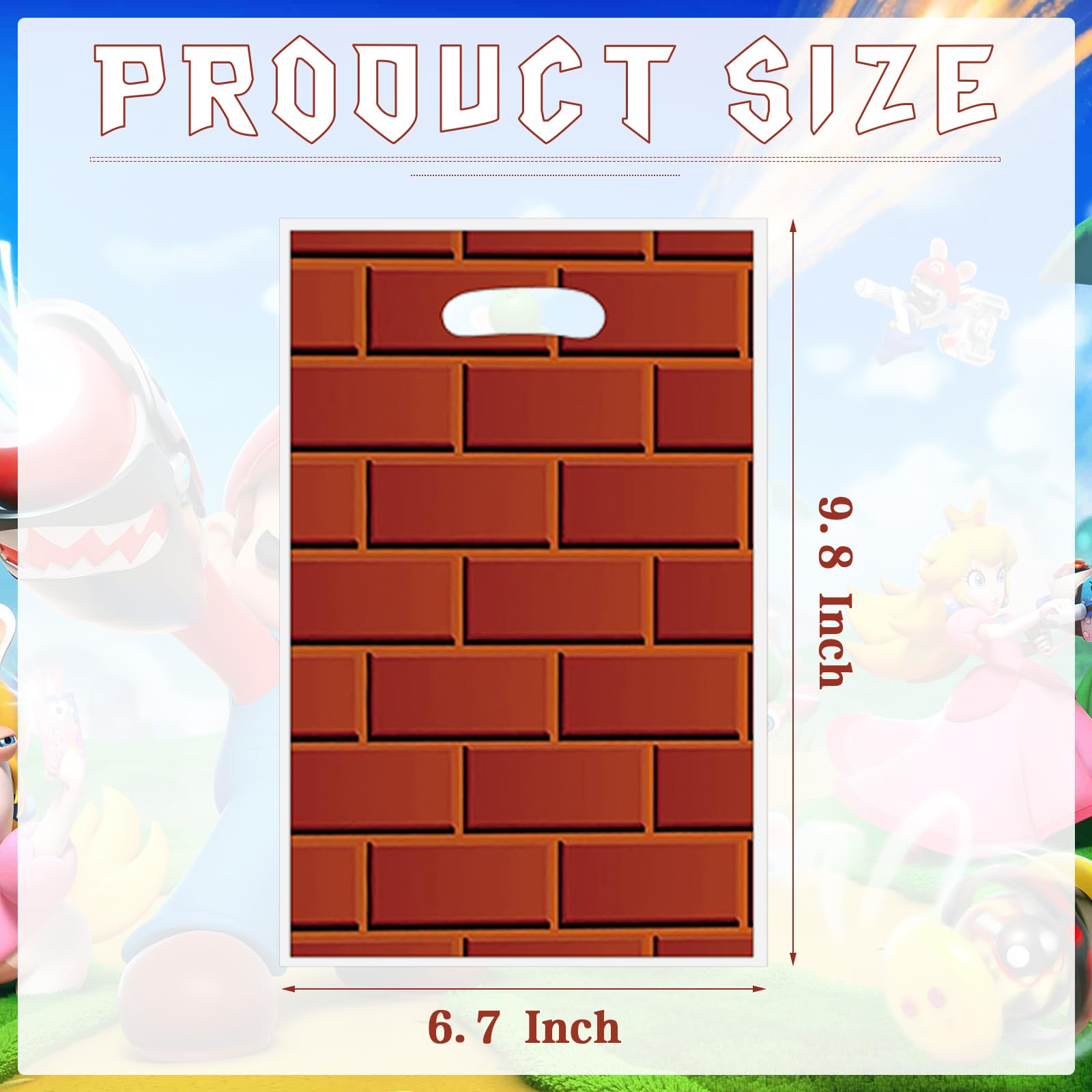 JUELANGER 50 PCS Brick Party Gift Bags, Plastic Birthday Candy Bags Goodie Bag for Party Supplies