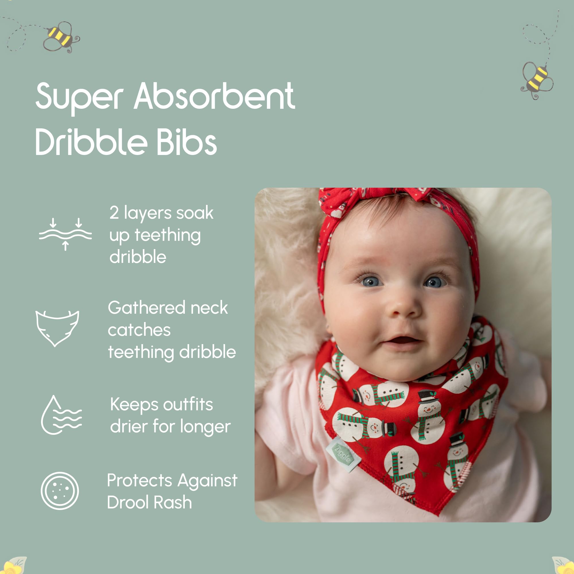 Bandana Dribble Bibs - Cotton Front Baby Bibs Newborn to 24 Months - Newborn Baby Gifts - Bibs For Comfortable Kids — view 113