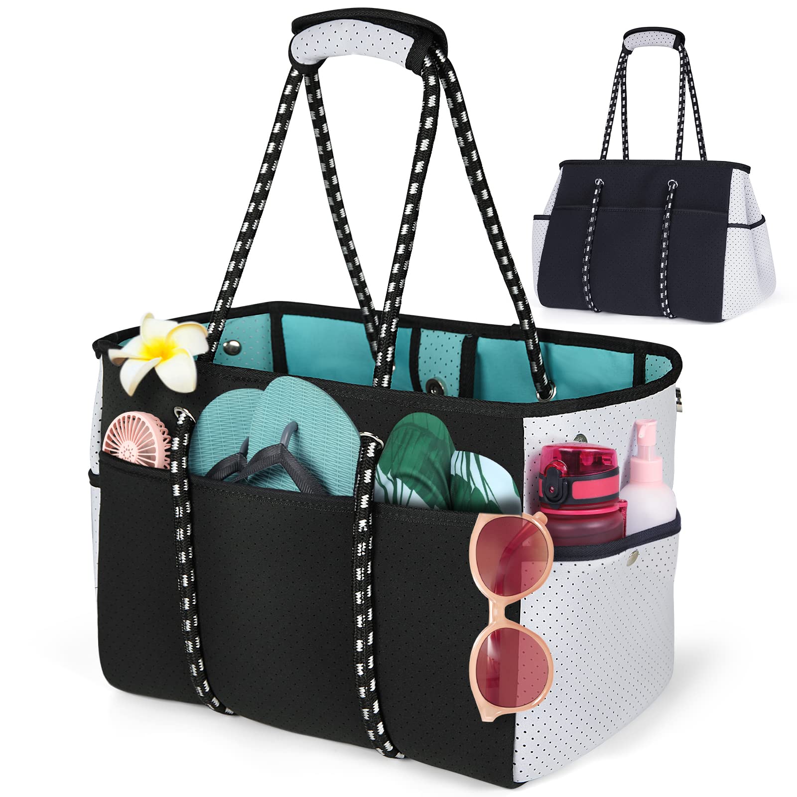 NUBILY Bolsa Neopreno Grande XXL Multiusos Shopper Tote Familiar para Mujer, Playa Gimnasio Natación Viajes Compras 45L