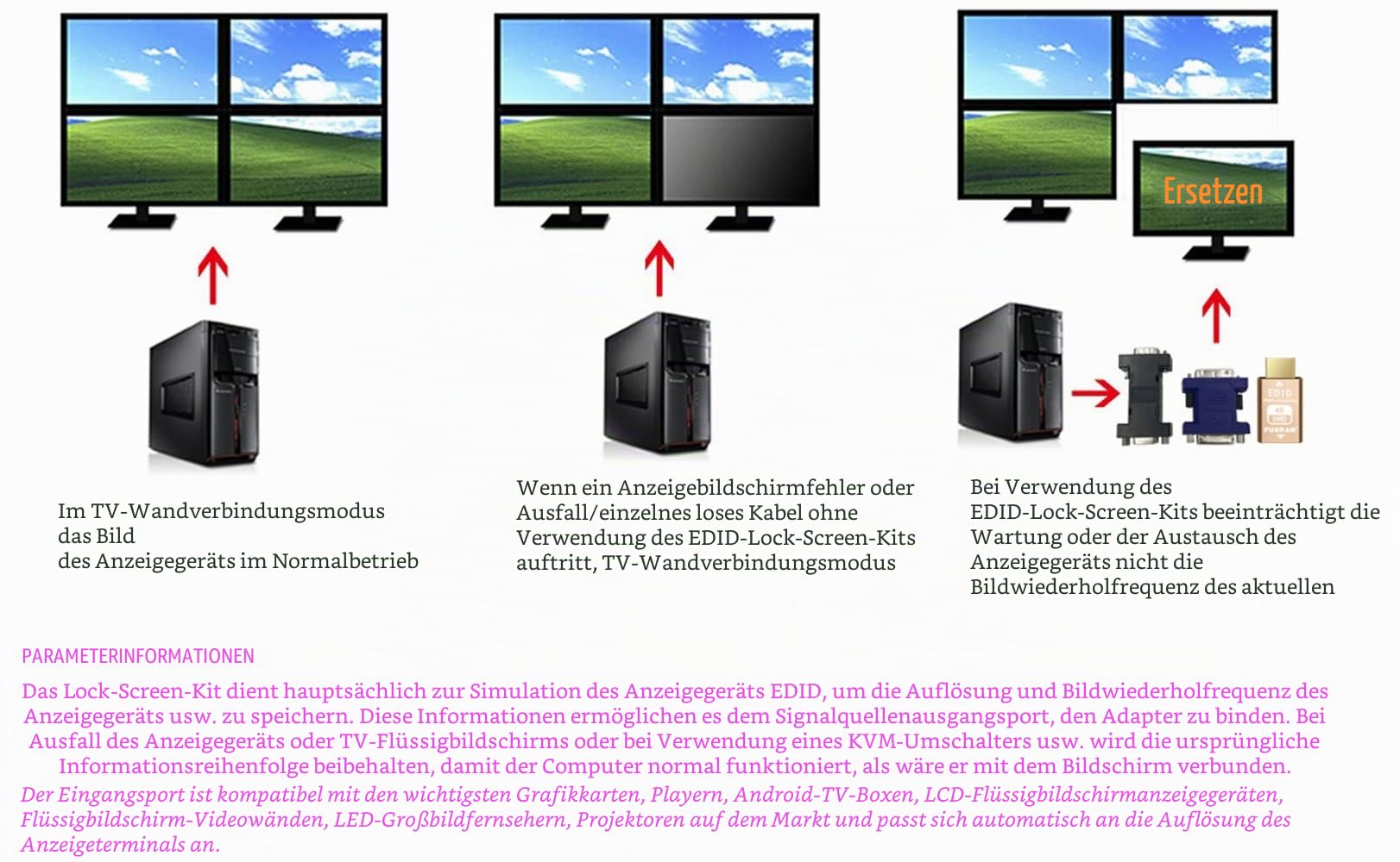 Edid-Emulator-Adapter (4 Generation), HDMI kompatibel mit Mac Thunderbolt auf HDMI-Switches/Extender/AV-Receiver/Video-Splitter (1920X1080P-60Hz)