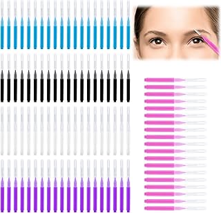100pcs Micro Eyebrow Brush with Cap, Multifunctional Eyebrow Lamination Brush Micro Eyelash Extension Brush Eyelash Comb Brush for Women Girls Beauty Salon Home (5 Colors)