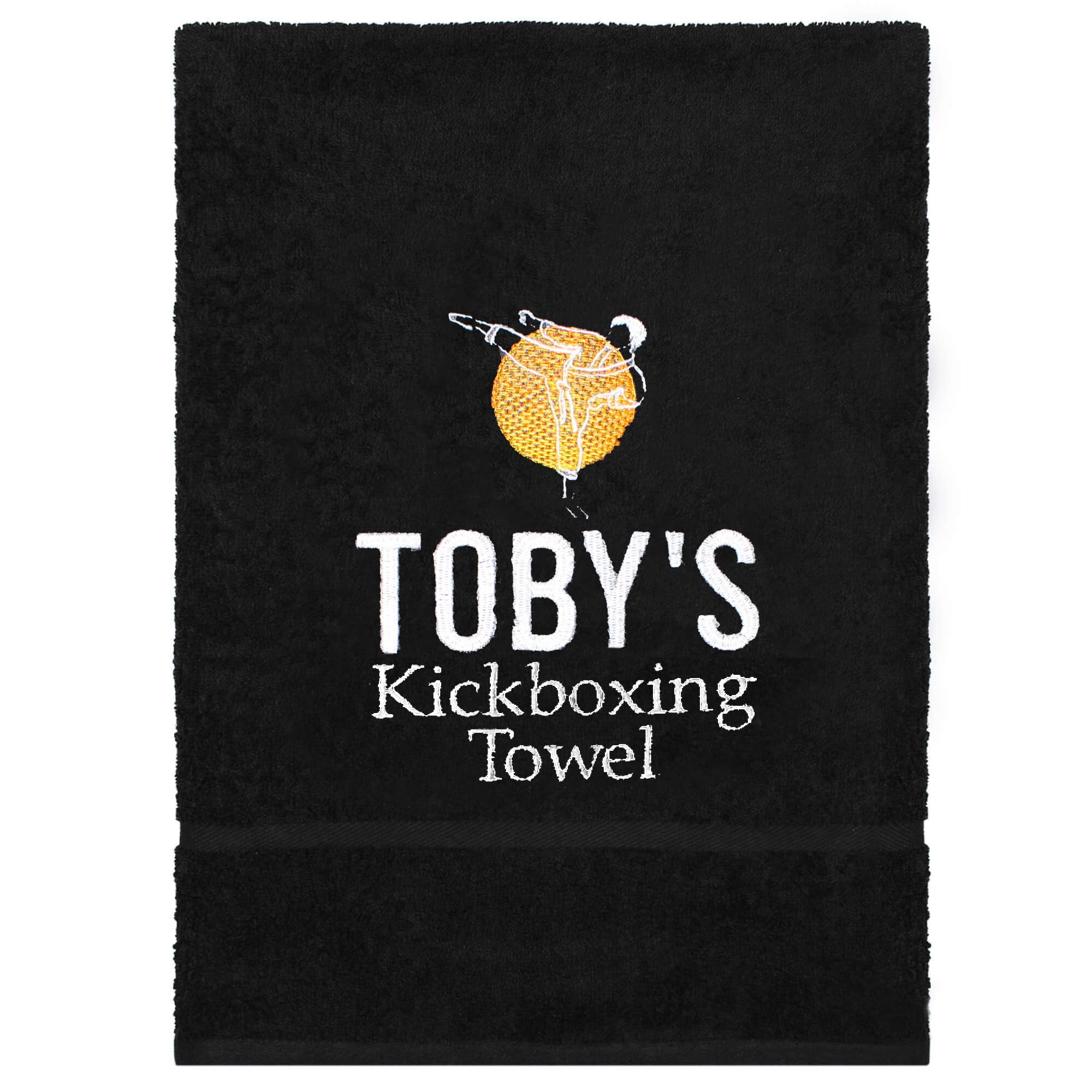 Teddyt's Black Personalised Karate & Kickboxing Embroidered Hand Towel (, Kickboxing)