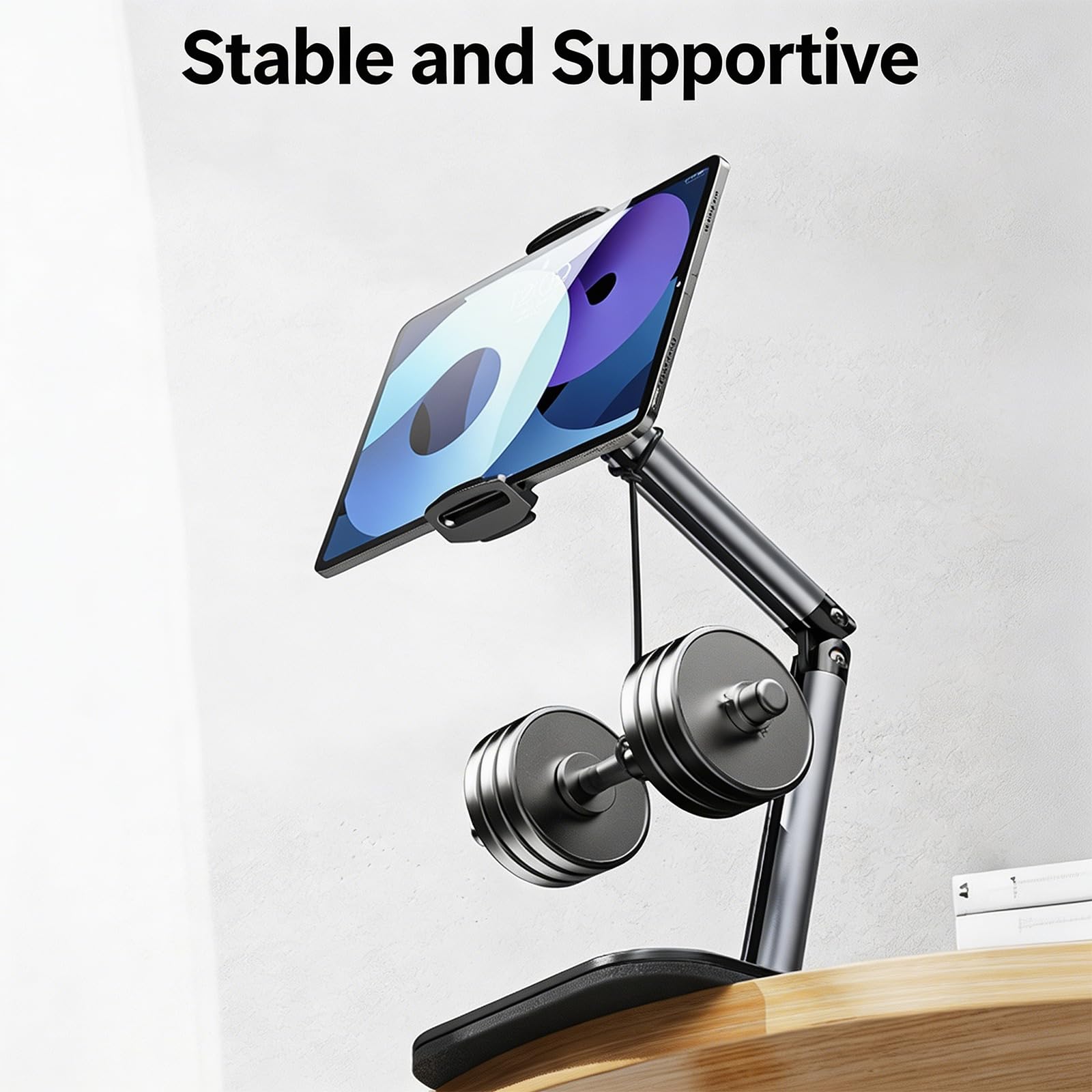 Universals Verstellbarer Tablet-Ständer für 11,9 bis 33 cm (4,7 bis 13 Zoll) Geräte mit 360-Grad-Drehung und klappbarem Arm, Desktop-Klemmhalterung