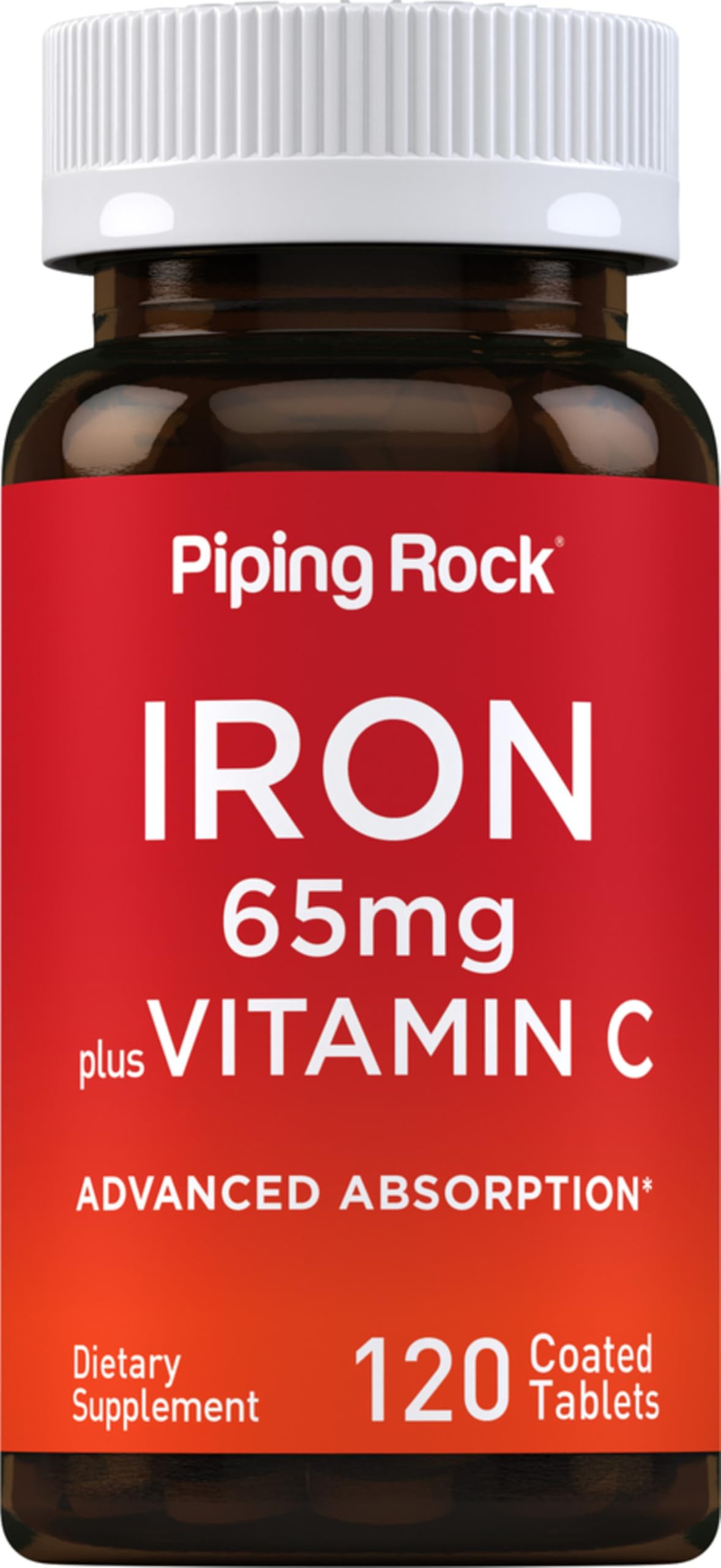 Piping Rock Iron Supplement 65 mg with Vitamin C | 120 Tablets