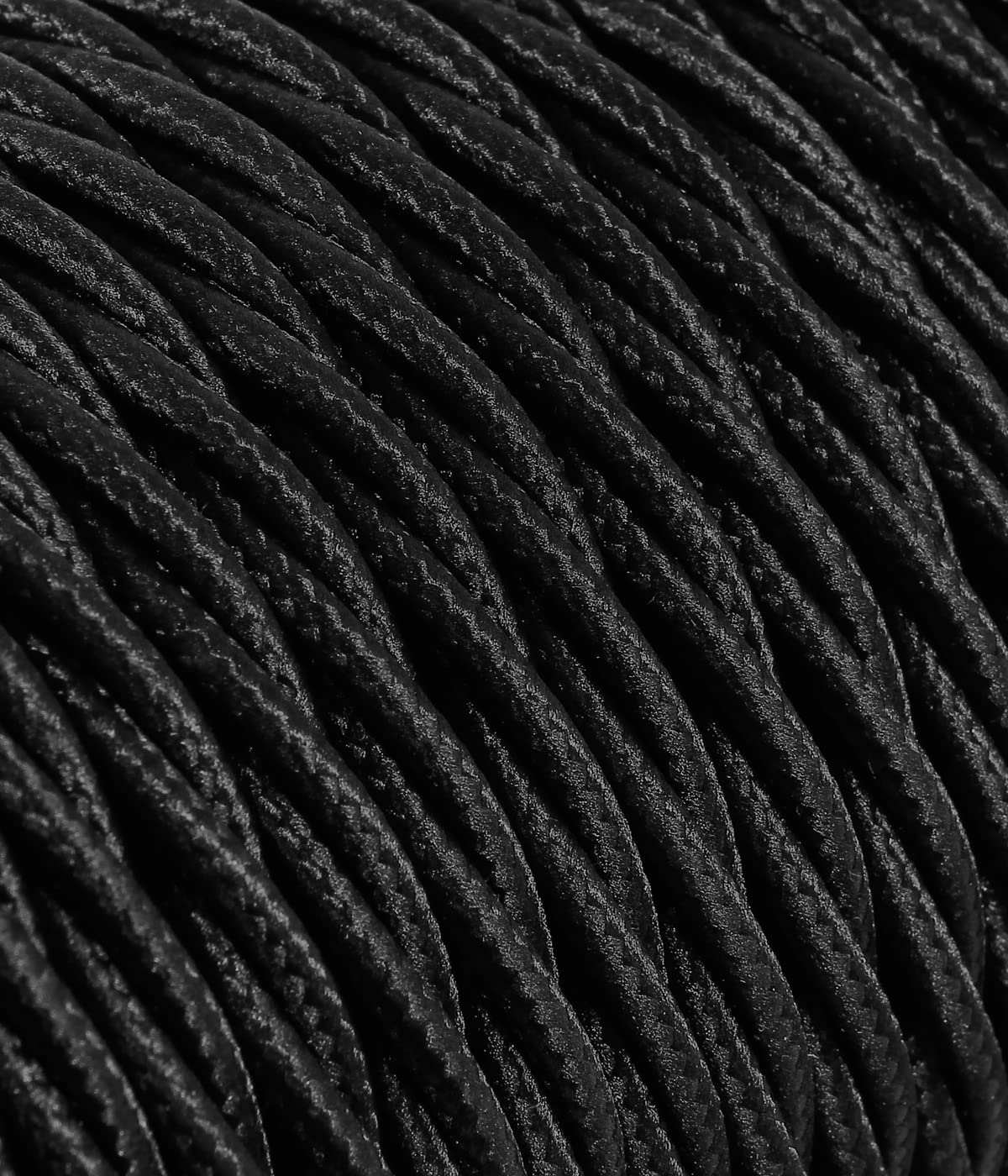 Cavo Elettrico Treccia/Trecciato Rivestito in Tessuto. Colore Nero. Sezione 3x2.50 (15 Metri)