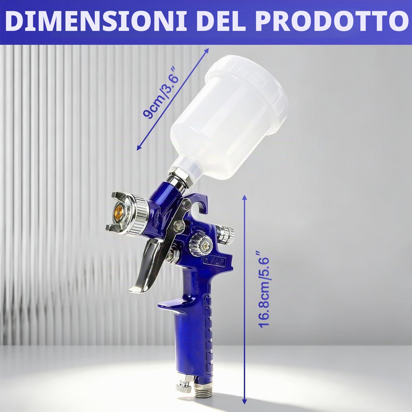 Mini pistola a spruzzo HVLP H2000, ugelli 0,5/0,8/1,0mm, bicchiere 125ml