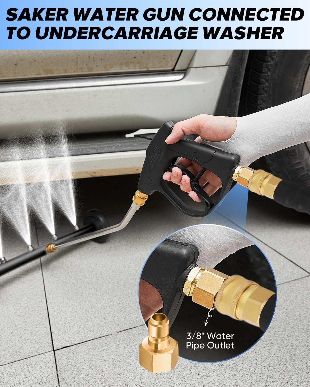 Saker Pressure Washer Quick Connect 3/8 Inch, Pressure Washer Fittings, M22-14 to 3/8 Inch Brass Adapter,Suitable Pressure Washer Gun