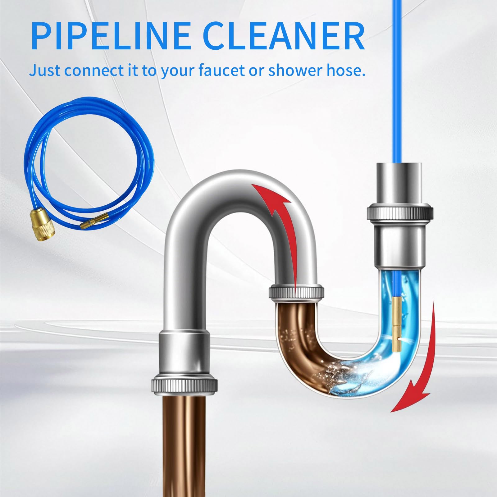 High Pressure Drain Hose With Brass Nozzle 300cm Flexible Pipe For Sewer Maintenance & Home Use High Pressure Drain Unclogger