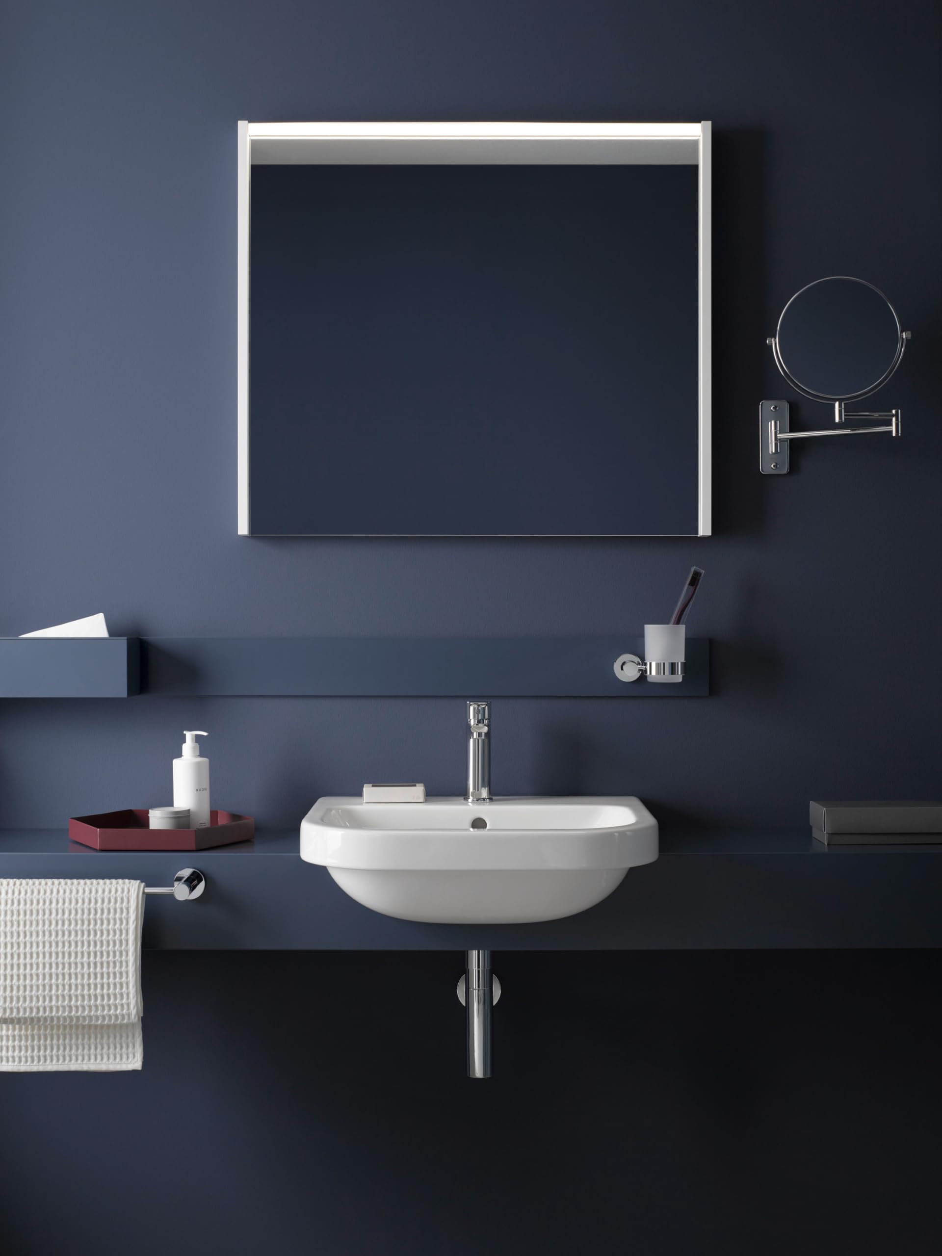 Duravit Bateria umywalkowa D-Code, rozmiar M (wysokość wylewki 167 mm), energooszczędna bateria umywalkowa (FreshStart), oszczędzający wodę kran łazienkowy (MinusFlow), z zestawem odpływowym z