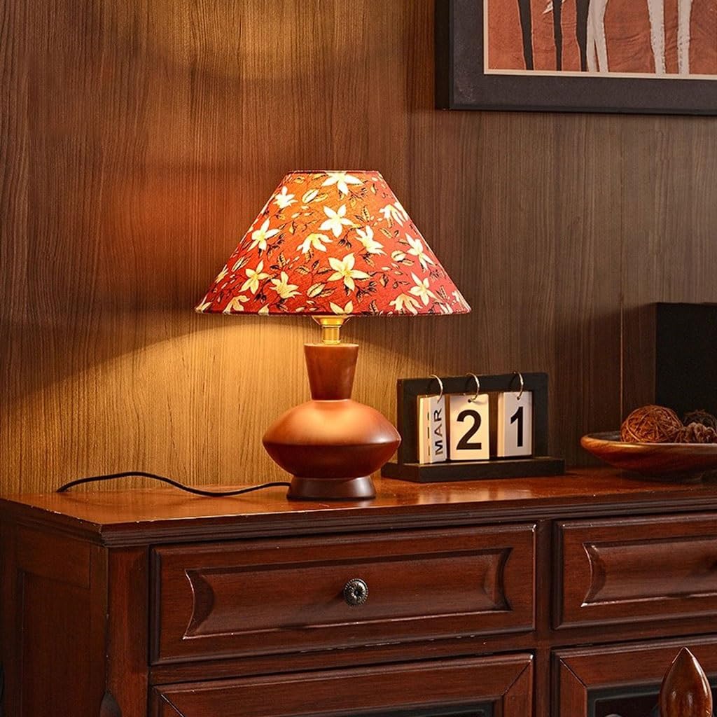 Lampe de Bureau Lampe De Table Mariage Style Rétro for La Maison, Décorative en Bois Massif for Chambre À Coucher, Salon, Armoire Latérale