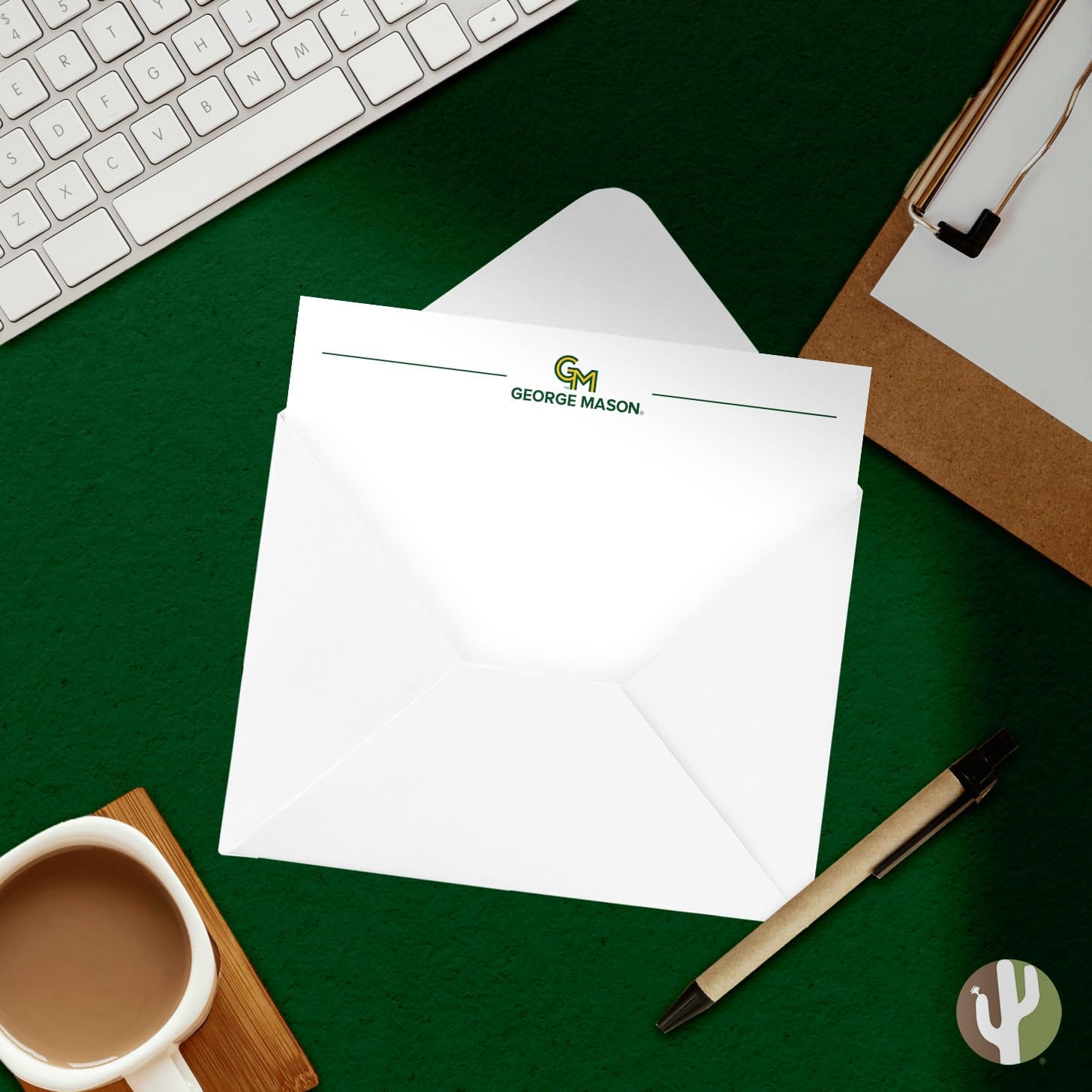 Desert Cactus George Mason University 10 Pack Notecards Stationery Cardstock GMU Patriots Includes Envelopes Memo Party Thank You (Notecard 1b)