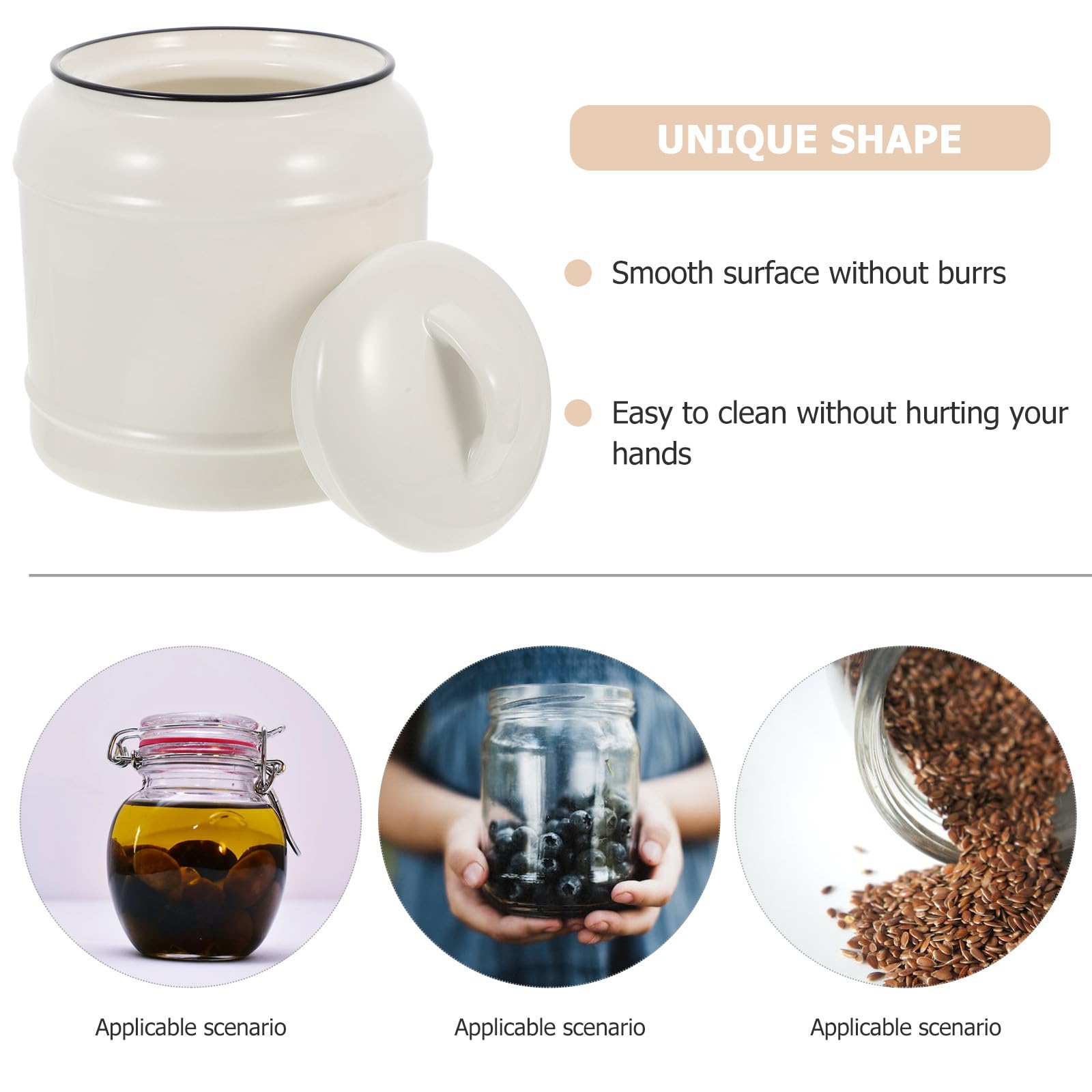 Cabilock Contenitore per Alimenti in Materiale Ceramico da 2200ml Bianco con Coperchio Ermetico, Contenitore per Tè e Zucchero senza Sbavature, per Cucina e Conservazione