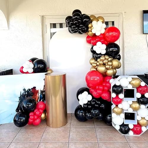 Miniatura 5 de Kit de arco de globos rojo y negro, kit de guirnalda de globos negro y rojo, globos de látex rojo negro de diferentes tamaños de 1812105 pulgadas