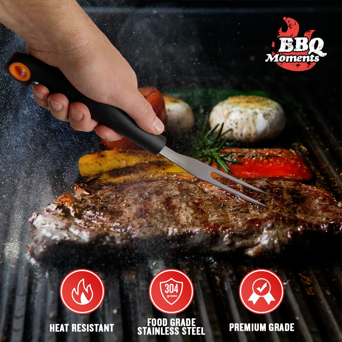 Forchettone per Carne e Verdure, Barbecue in Acciaio Inossidabile - Per BBQ