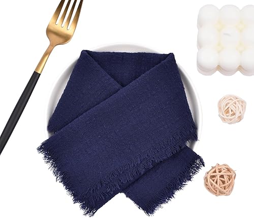 Miniatura 9 de Servilletas de tela hechas a mano de 16.5 x 16.5 pulgadas, servilletas de algodón con flecos, servilletas rústicas para boda, fiesta, baby shower,