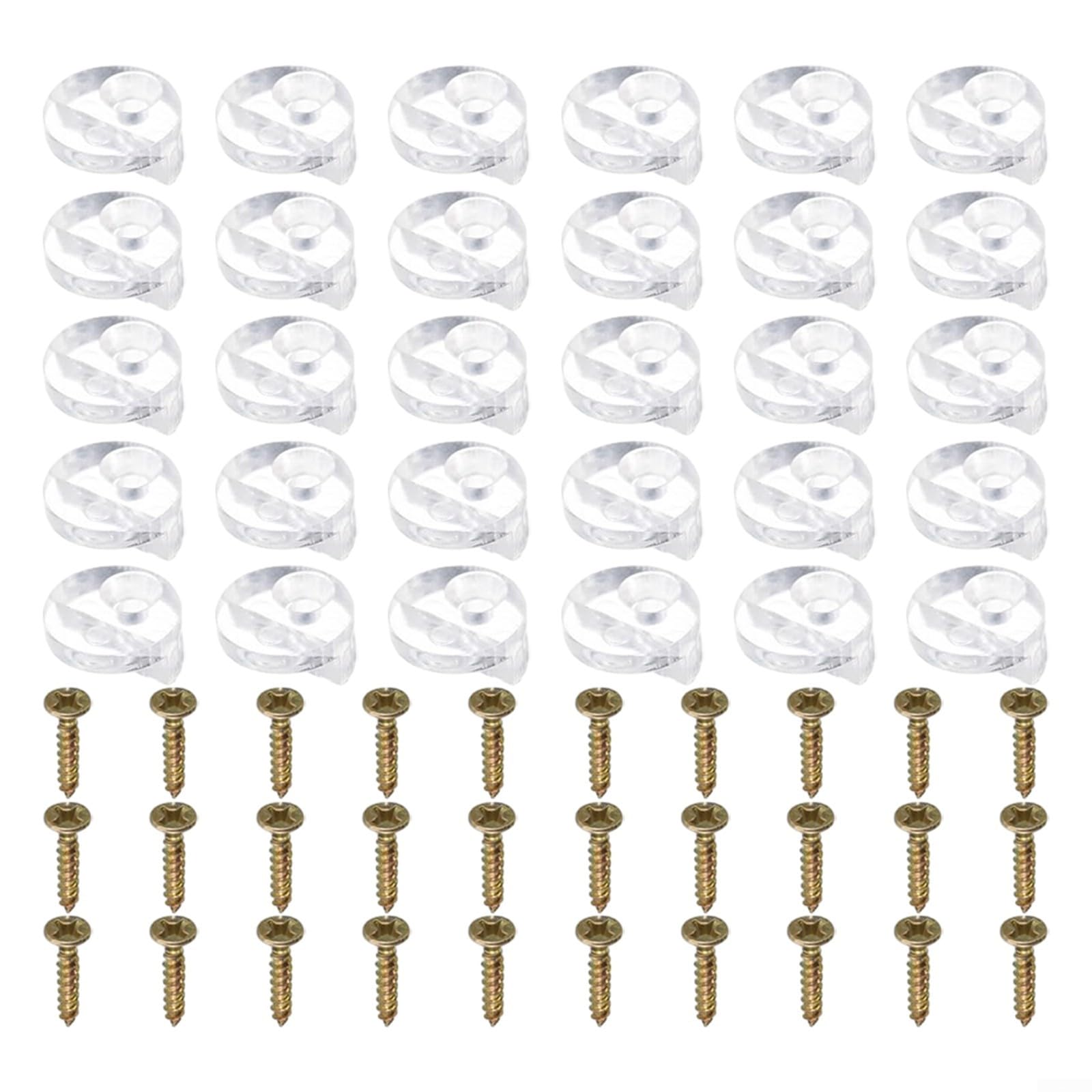 30-Pack Clear Plastic Glass Retainer Clips Kit, 13mm Cabinet Door & Mirror Mounting Clips for 4mm Glass Panels, Includes Screws – Furniture Glass Clips