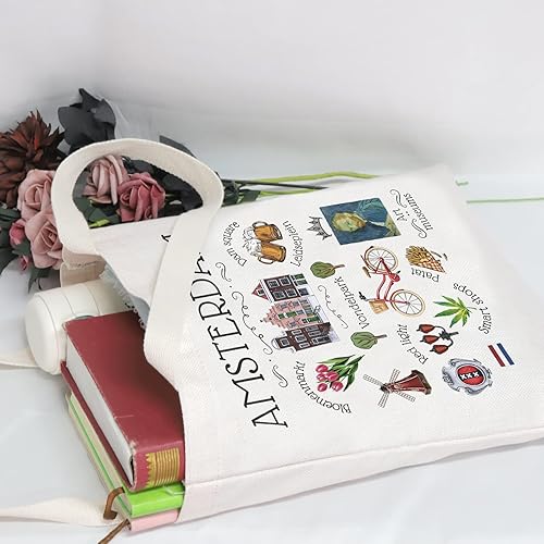 Miniatura 4 de POFULL Amsterdam Souvenir Gift Amsterdam Holland Travel Tote Bag Países Bajos Bicicleta Bicicleta Regalo