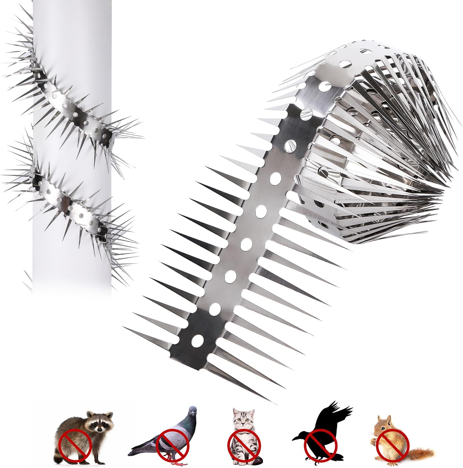 Bird Spikes for Outside to Keep Birds Away, Pigeon Squirrel Raccoon Bird Spikes Deterrent, Bird Prevention Spikes with Stainless Steel - 40 Inches Medium