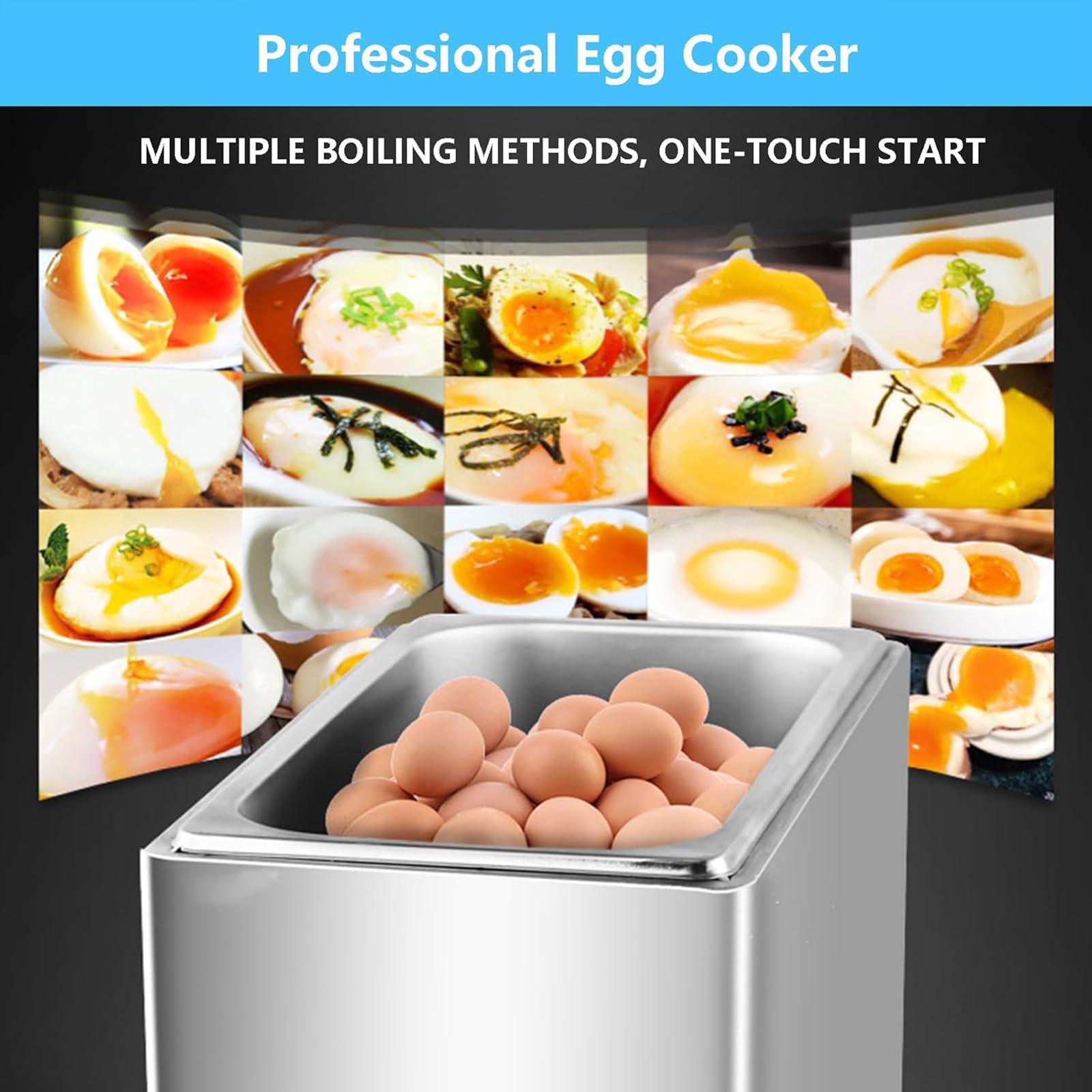 Hervidor De Huevos Eléctrico con Pantalla LCD, Capacidad para 50 Huevos (9L), Ajuste De Tiempo Y Temperatura, Ahorro De Espacio, para Restaurantes Y Cafeterías