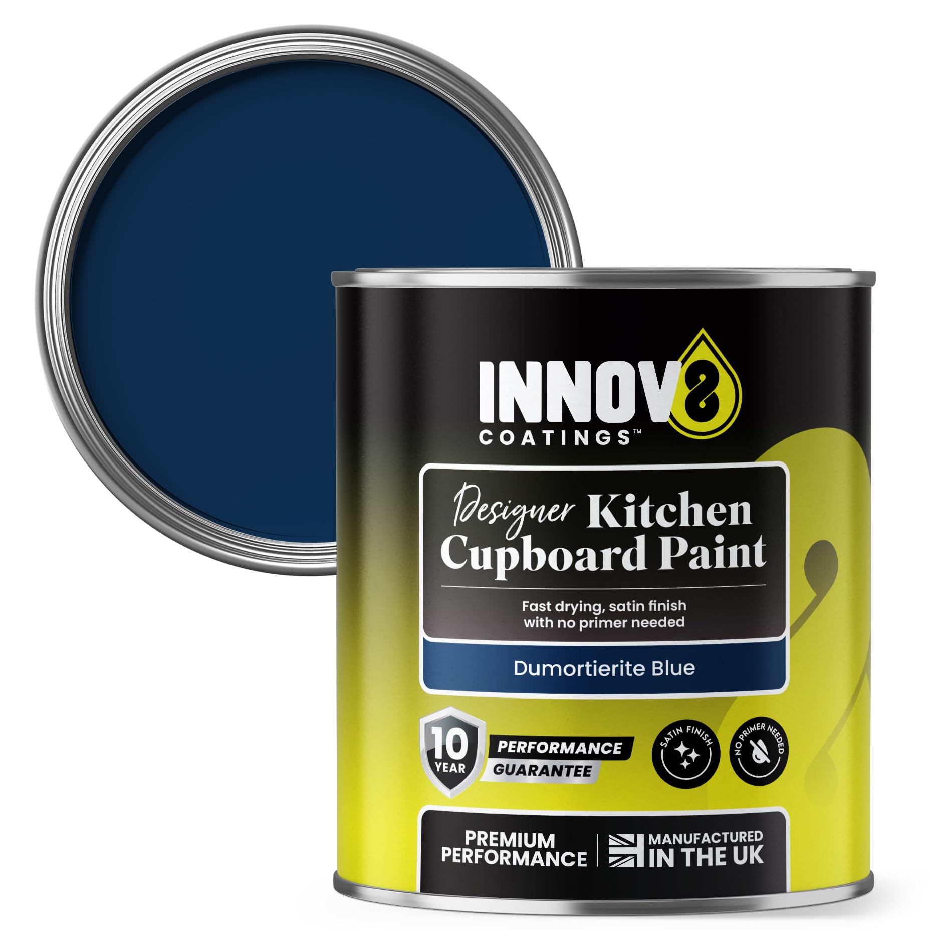 INNOV8 COATINGS DESIGNER KITCHEN CUPBOARD PAINT - DIY - NO PRIMER OR TOP COAT - SATIN Finish - 750 ml - Dumoterite Blue - Fast Dry - CABINET, FURNITURE, WOOD, MDF, PLASTIC & METAL โ image 1