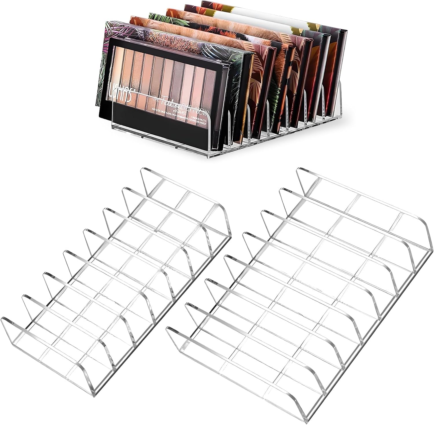 2 Pack Acrylic Makeup Eyeshadow Palette Organizer Cosmetic Display