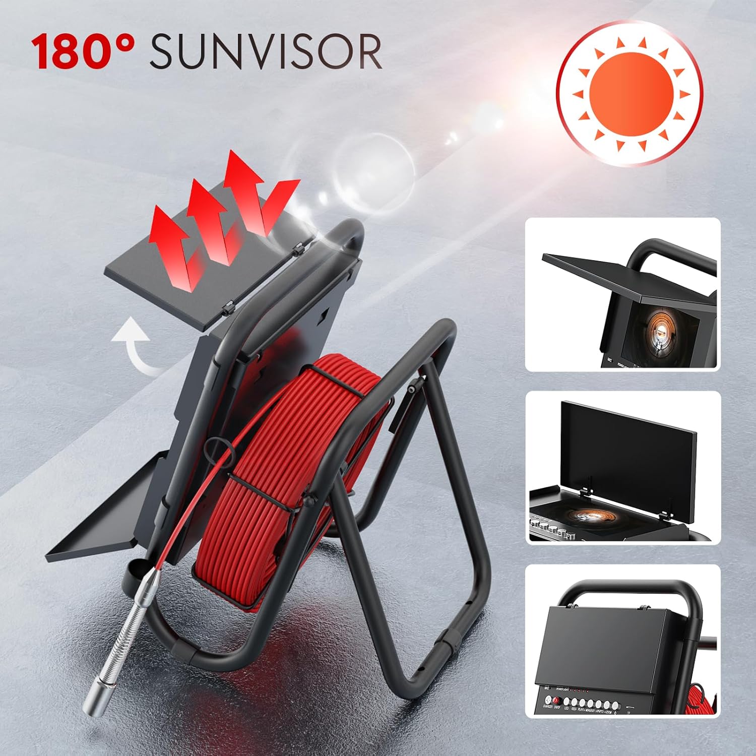 Sewer Camera 100ft Plumbing Drain Camera with 30M Cable Industrial Endoscope IP68 Waterproof Snake Inspection 7 Inch 1000TVL DVR Recording IPS Screen