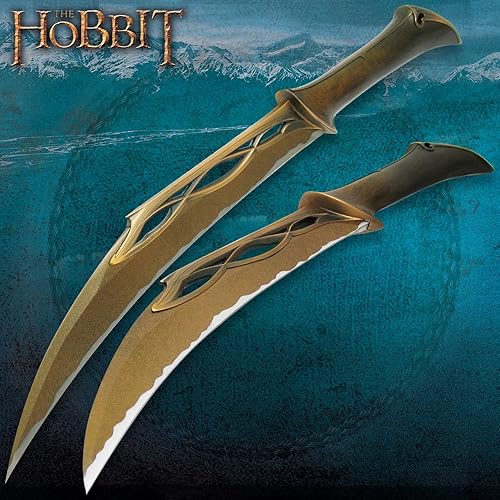 Miniatura 6 de Dagas gemelas de Tauriel | Cuchillas de acero inoxidable | Asas de metal fundido | Exhibición de montaje en pared | Certificado de autenticidad