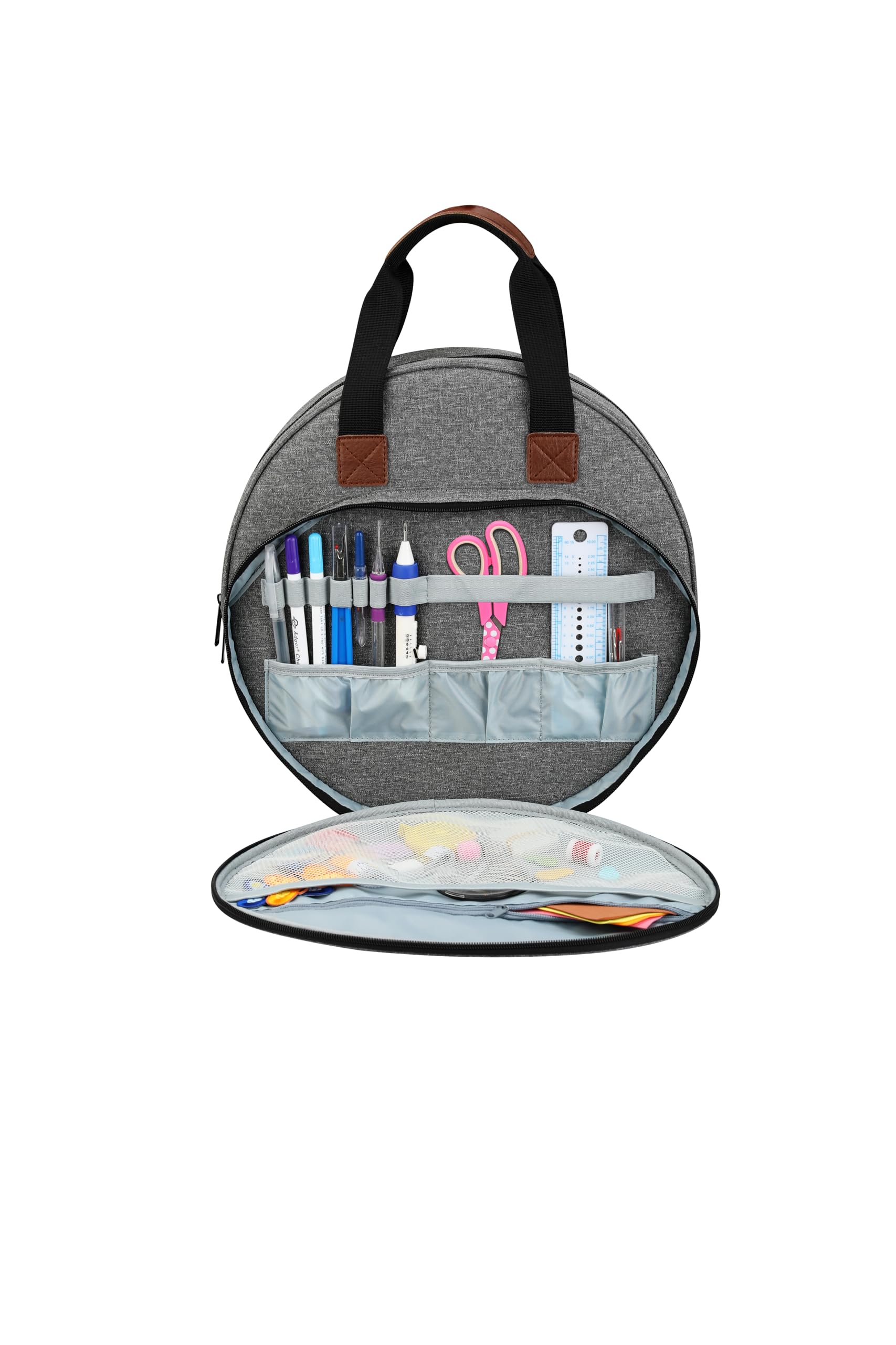 Sac de broderie rond pour ranger vos kits de point de croix et cercles