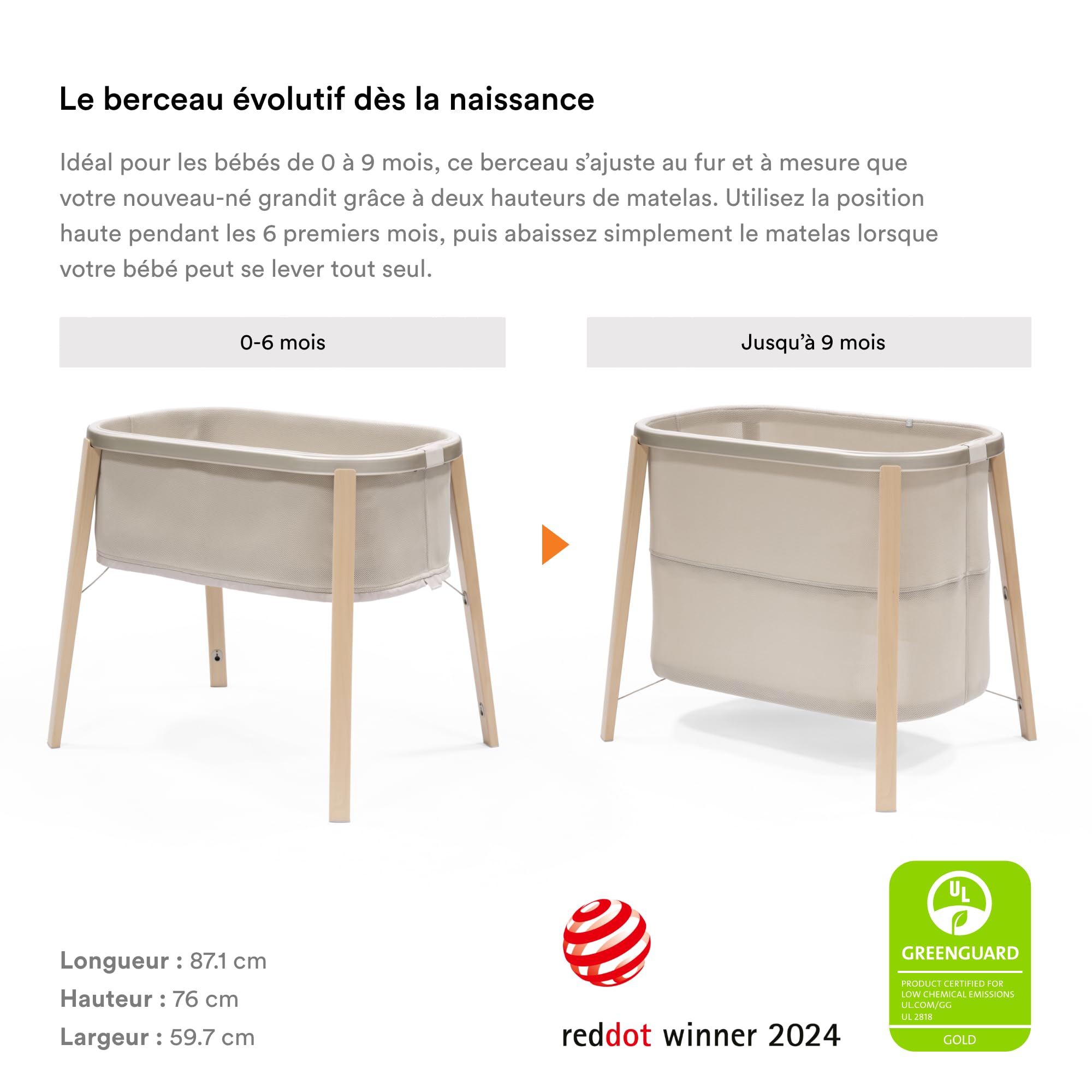 Berceau bébé Snoozi beige sable - Stokke