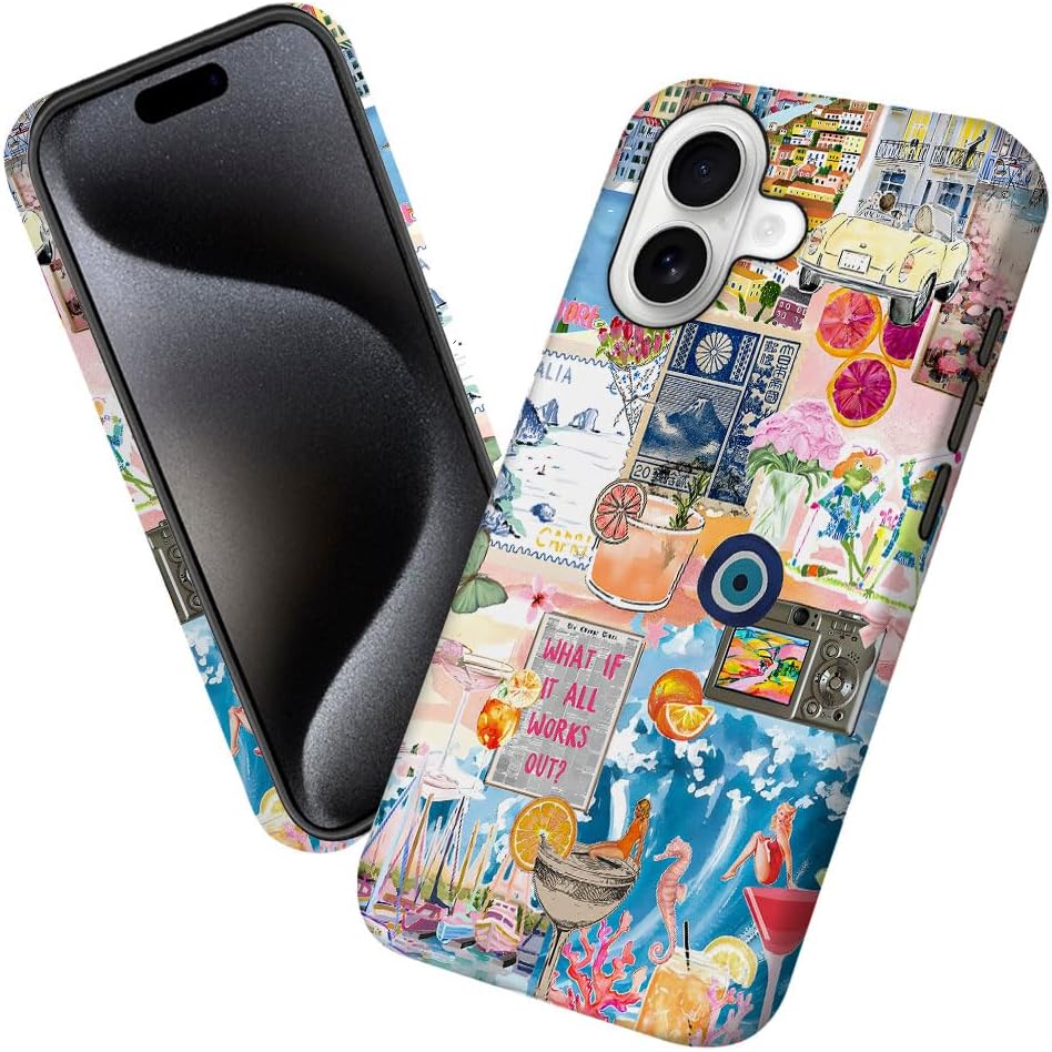 Case for iPhone 17,European Collage Coastal Aesthetic Phone Case Military-Grade Drop Protection Cover for Women Girl - Frosted