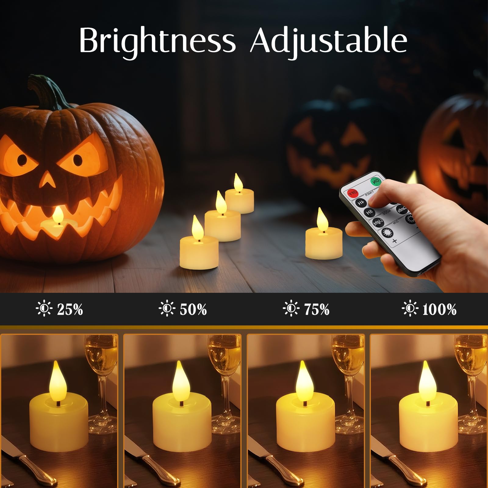 KIKILIVE Rechargeable LED Candles Tea Lights Flickering with Magic Wand Remote Control Timer - Image 3