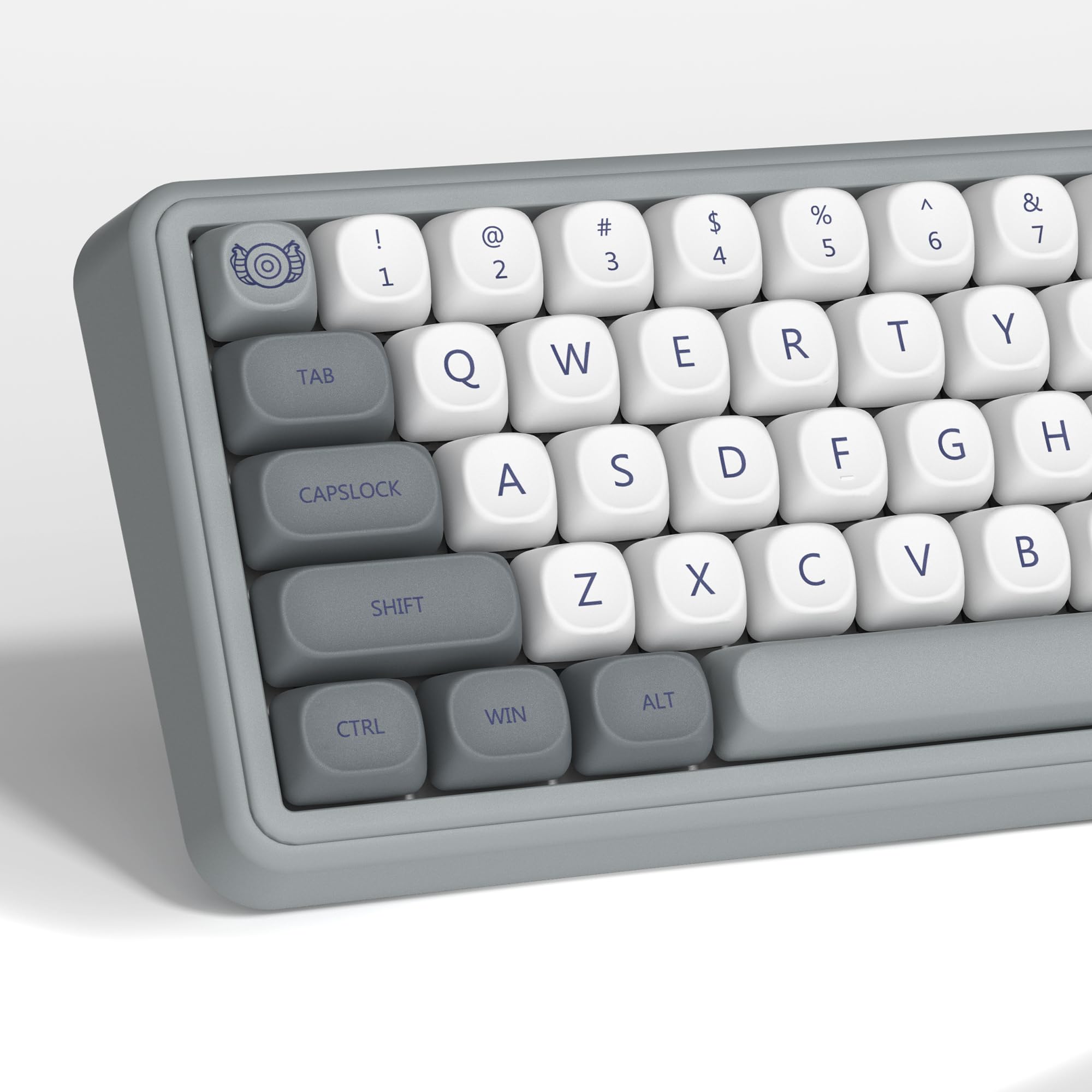 Womier PBT MOAキーキャップセット 昇華プリント ホワイト/グレー 日本風 | レトロデザイン, 100%/75%/65%/60%対応, MX軸対応, TKL US配列対応, カスタム交換用