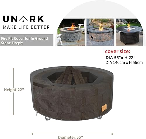 Vista 20 de Round Fire Pit Cover for 15 Inch Ranger Cover Waterproof 15 Inch Ranger Accessories Outdoor Heavy Waterproof Protective Round (Black)