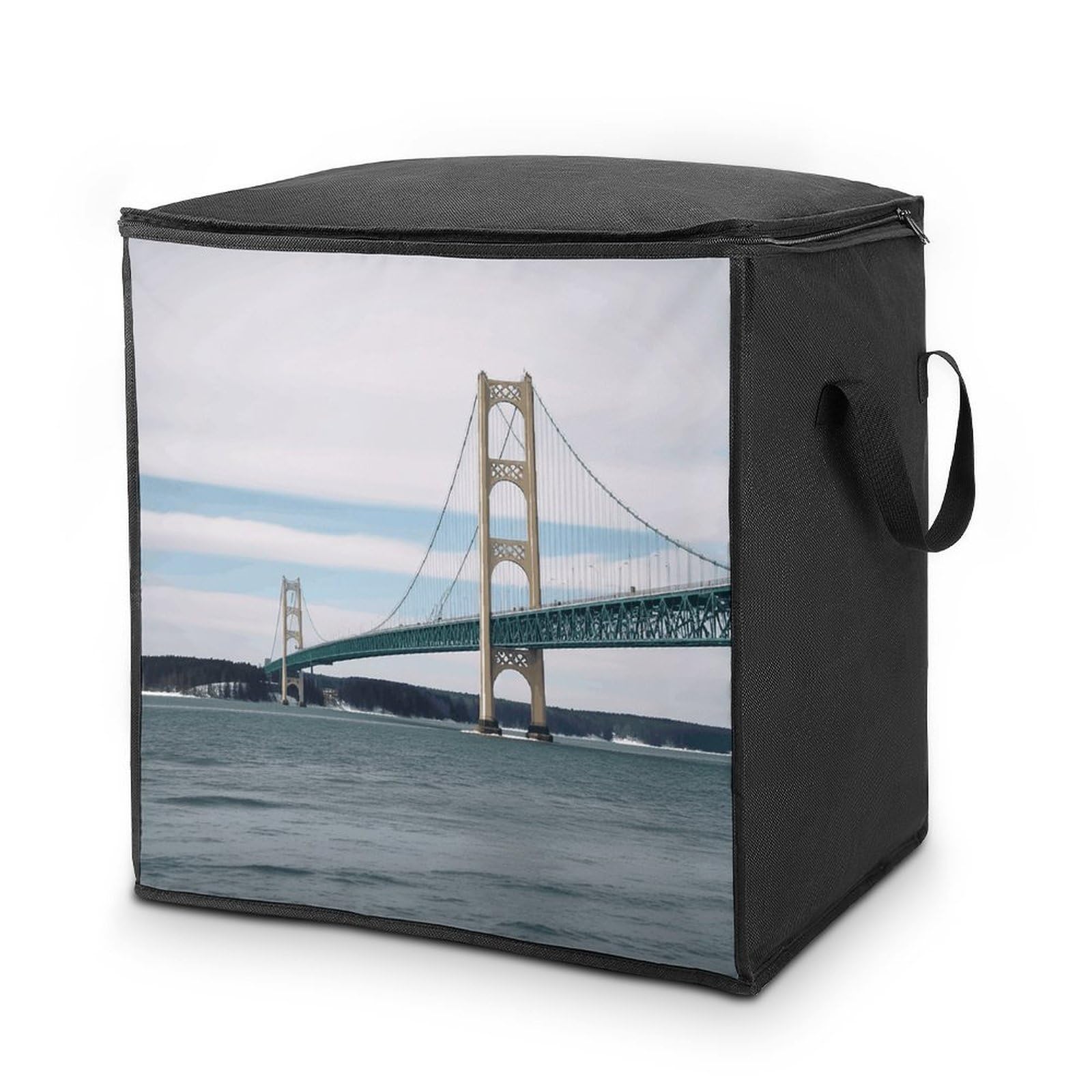70L Mackinac Suspension Bridge Storage Bag With Zipper Closet Organizers with Handle for Home Storage Organizer for Blankets Quilts Clothes Comforter Bedding And Pillows