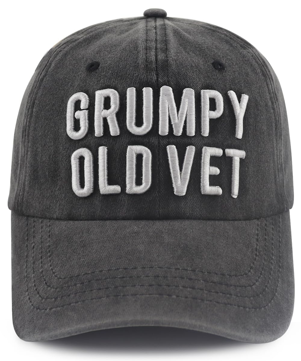 Grumpy Old Vet Hat for Men Women, Adjustable Cotton Embroidered Baseball Cap