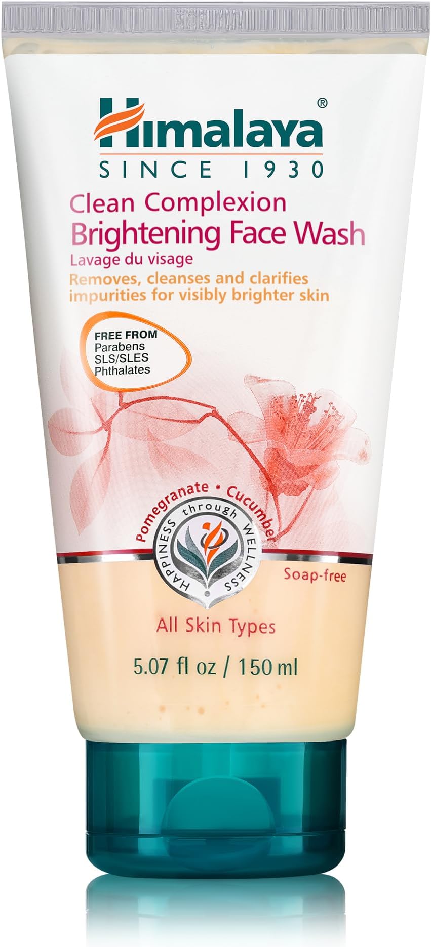 Himalaya Clean Complexion Brightening Face Wash for Bright Clean Skin, For All Skin Types, Free from Parabens, SLS, and Phthalates, 150 ml (5.07 oz)