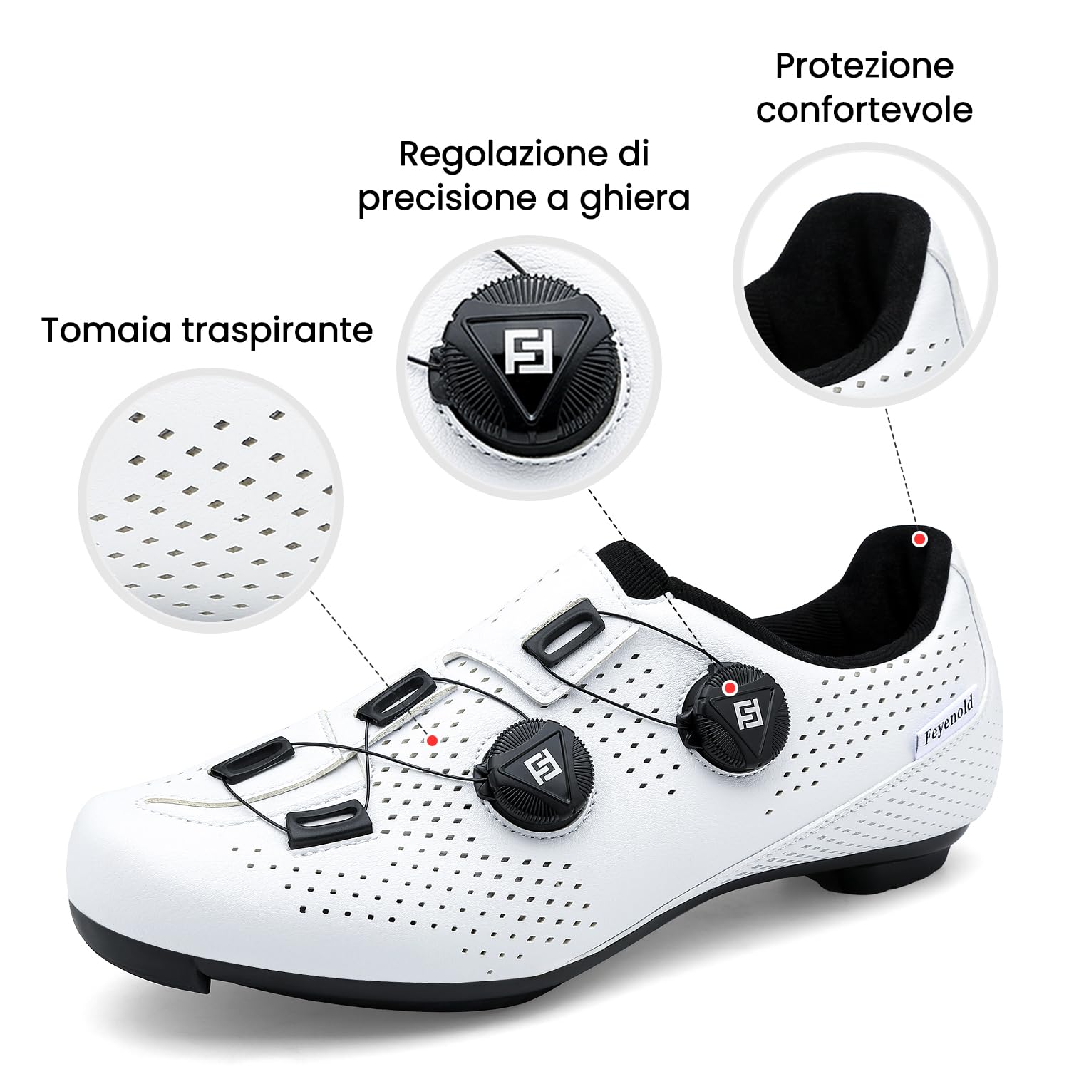 Feyenold Scarpe da Ciclismo da Uomo, da Donna, compatibili con Pedale SPD-SL e Installazione Compatibile SPD/Look KEO Cleats