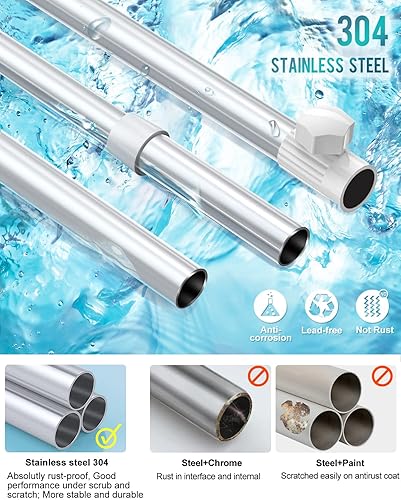 Miniatura 3 de ADOVEL Organizador de ducha de esquina de 4 capas estante de ducha ajustable organizador de poste de acero inoxidable de tensión constante