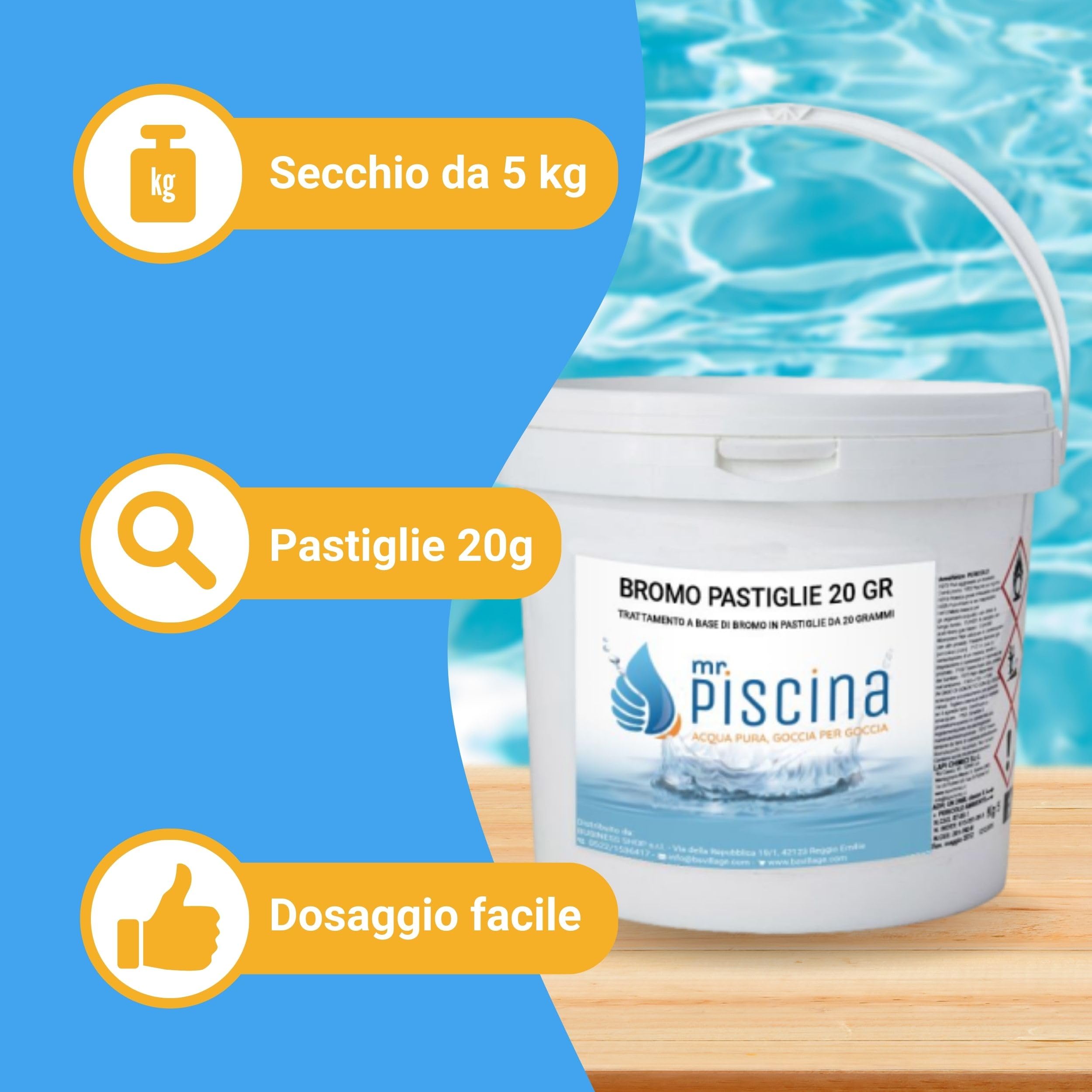 BROMO CLORO in PASTIGLIE 20 gr - confezione da 5 kg