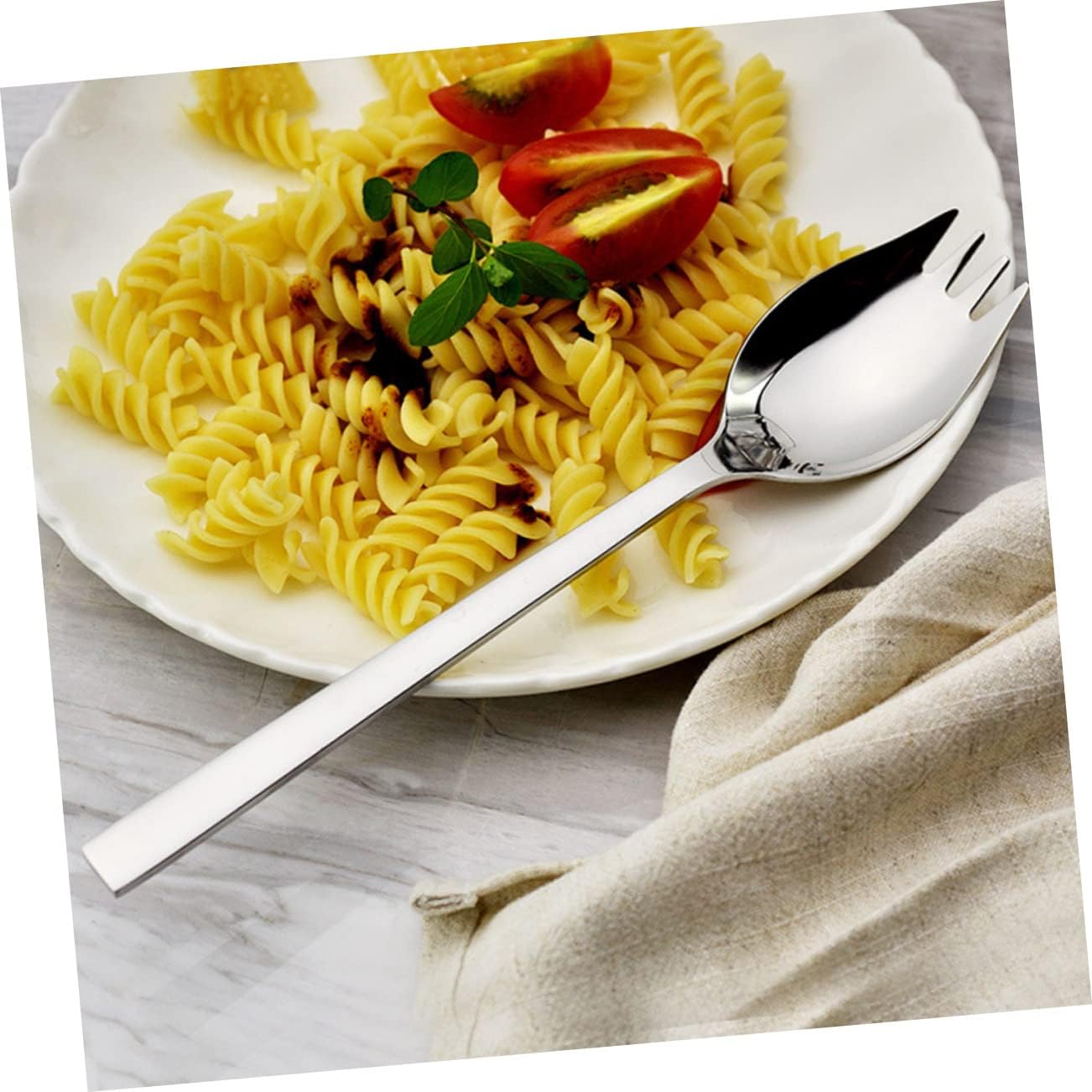 6pcs Stainless Steel Long Handle Sporks Heavy Duty Serving Spoons for Salad Ice and Desserts Kitchen Utensils for Use