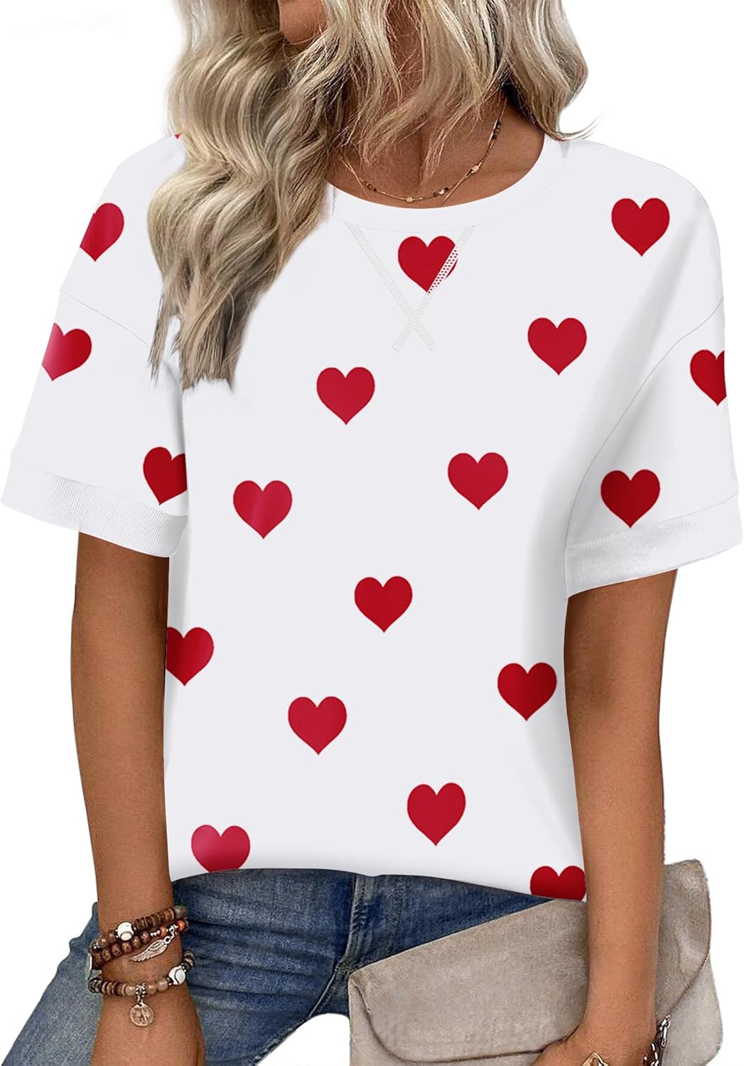 Zeagoo Womens Tops Casual Oversized Short Sleeve Sweatshirt Summer Striped Shirt Crewneck Pullover Loose T Shirts Blouse