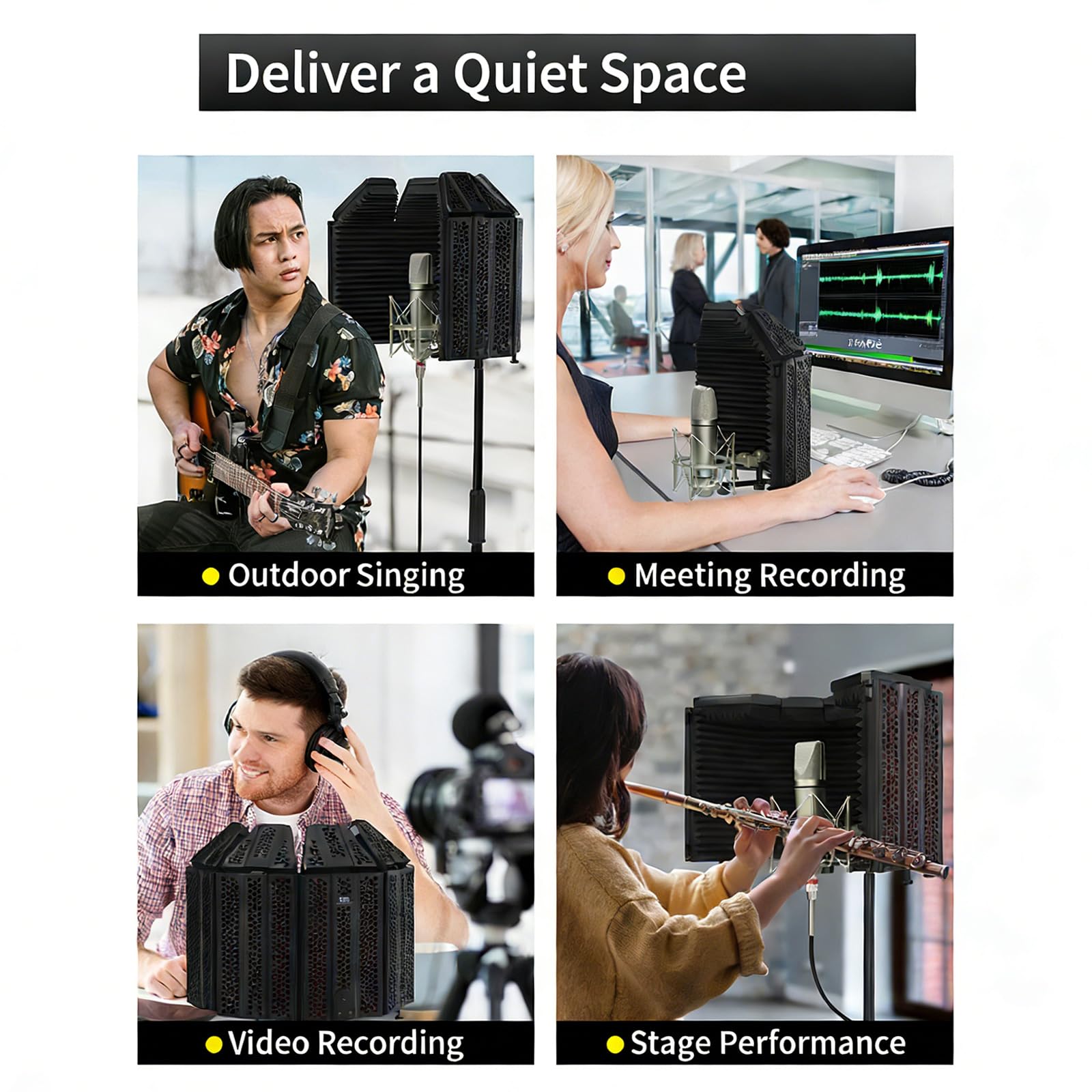 MultiLayer ABS Microfono Sound Shield Montaggio Rapido Microfono Scudo Isolamento per Podcaster Creatori di Contenuti Viaggio Strumento Audio Friendly