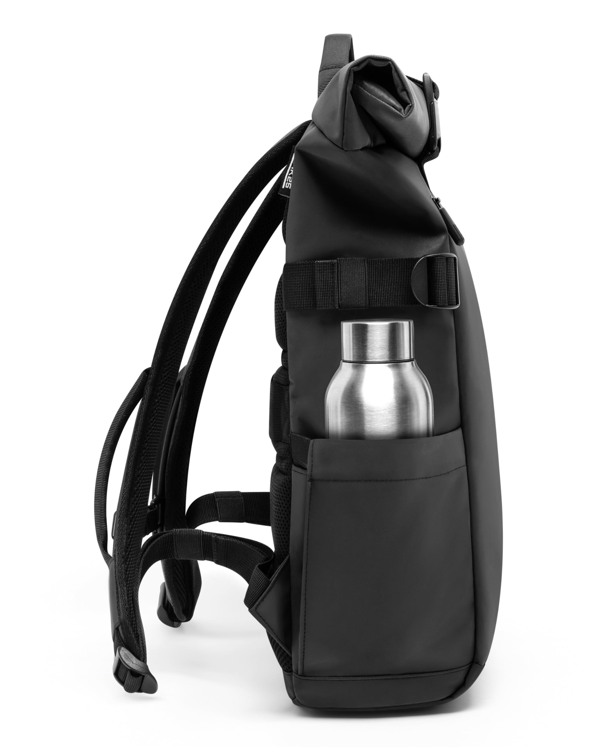 OAK25 Sac à Dos Rolltop Réfléchissant Femmes & Hommes - Luminite Rolltop Lite - Roll Top Backpack pour Travail Uni Vélo - Compartiment pour Ordinateur Portable 16 Pouces - Daypack 19L